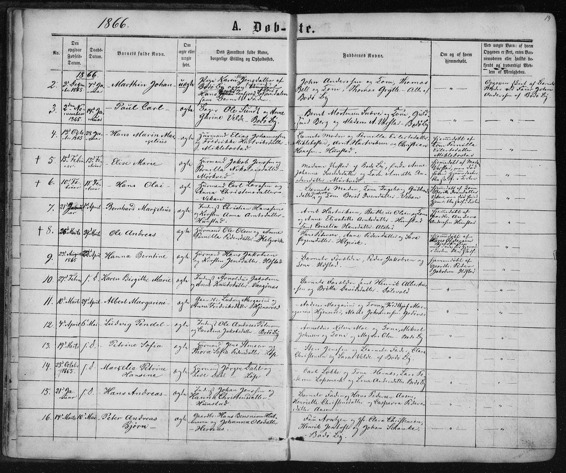 Ministerialprotokoller, klokkerbøker og fødselsregistre - Nordland, SAT/A-1459/801/L0008: Parish register (official) no. 801A08, 1864-1875, p. 19