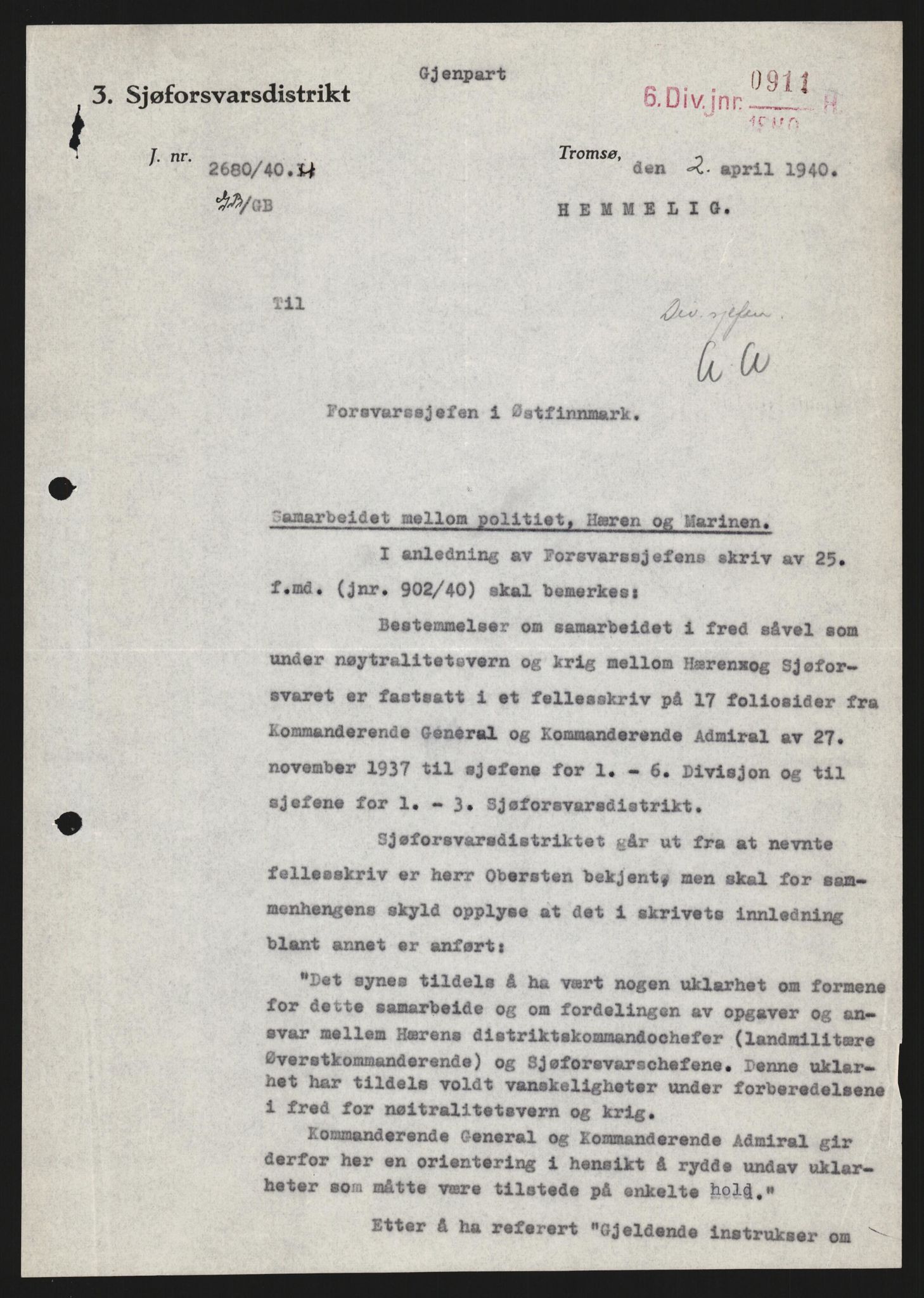 Forsvaret, Forsvarets krigshistoriske avdeling, AV/RA-RAFA-2017/Y/Yb/L0130: II-C-11-600  -  6. Divisjon / 6. Distriktskommando, 1940, p. 624