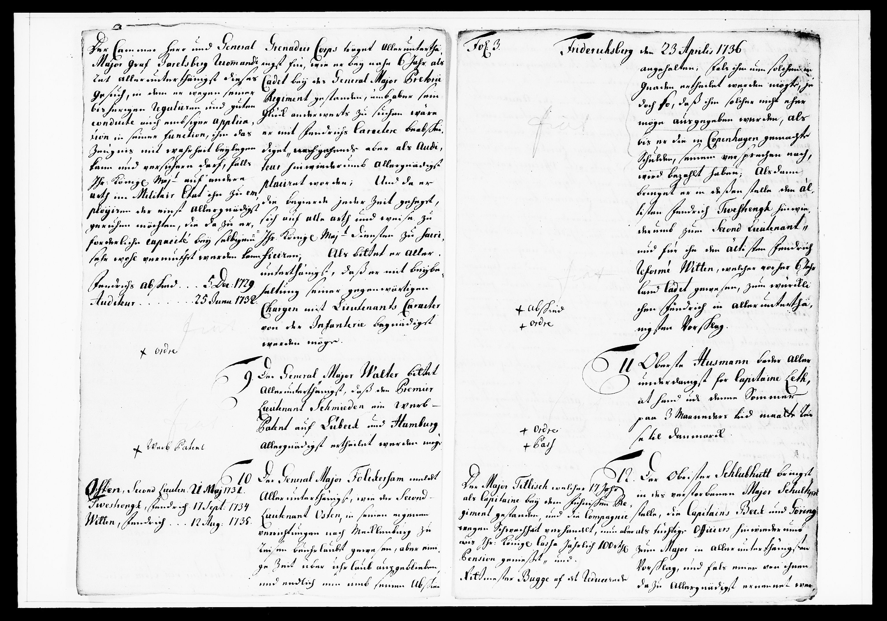 Krigskollegiet, Krigskancelliet, DRA/A-0006/-/1130-1137: Refererede sager, 1736, p. 154