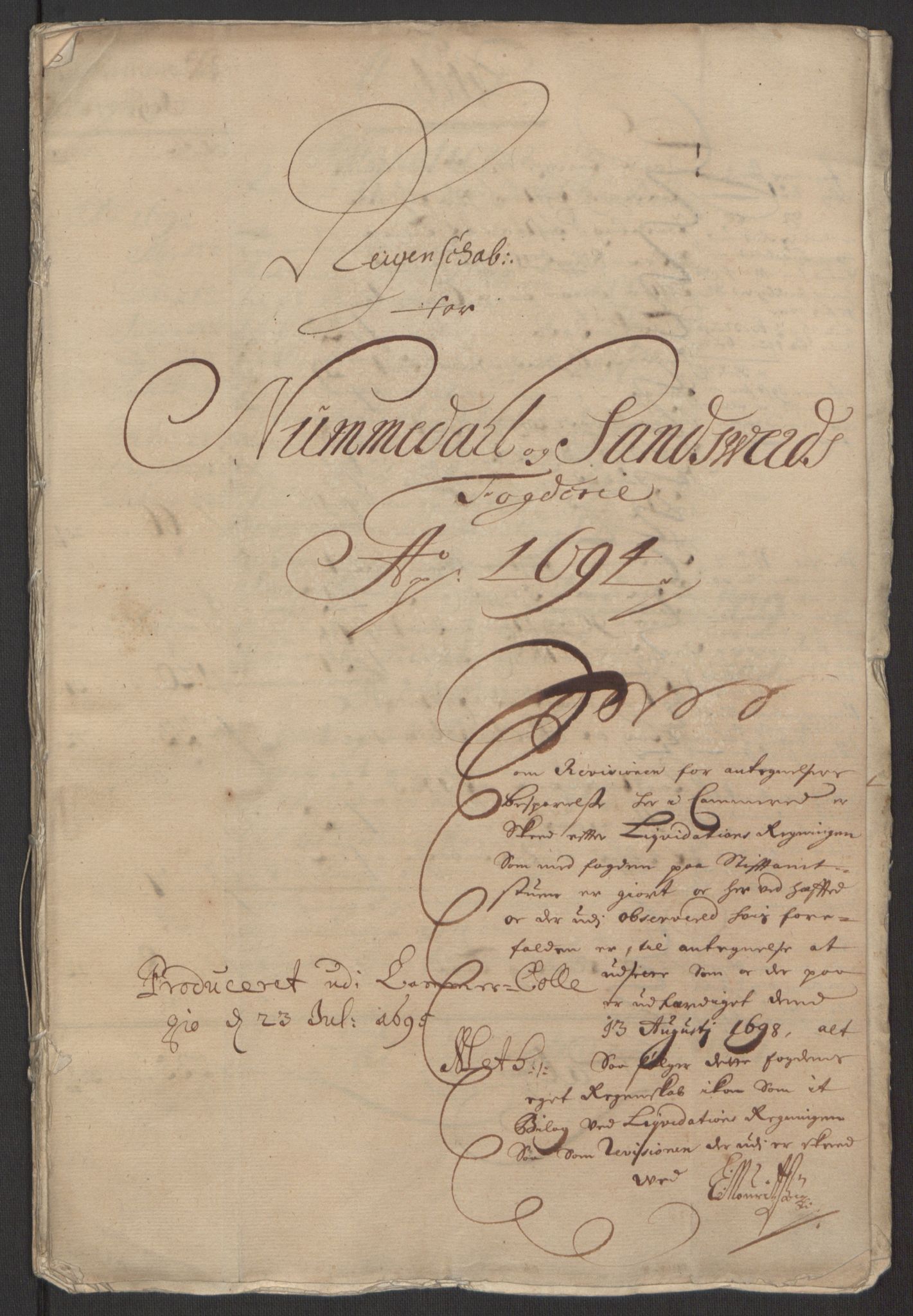 Rentekammeret inntil 1814, Reviderte regnskaper, Fogderegnskap, RA/EA-4092/R24/L1575: Fogderegnskap Numedal og Sandsvær, 1692-1695, p. 28