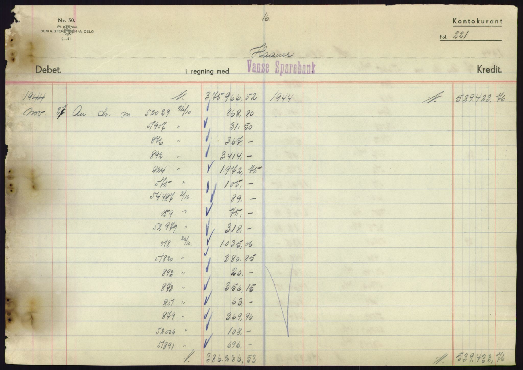 Forsvarsdepartementet, 10. kontor / Oppgjørskontoret, AV/RA-RAFA-1225/D/Db/L0180: Lista oppgjørskontor, 1942-1952, p. 2137