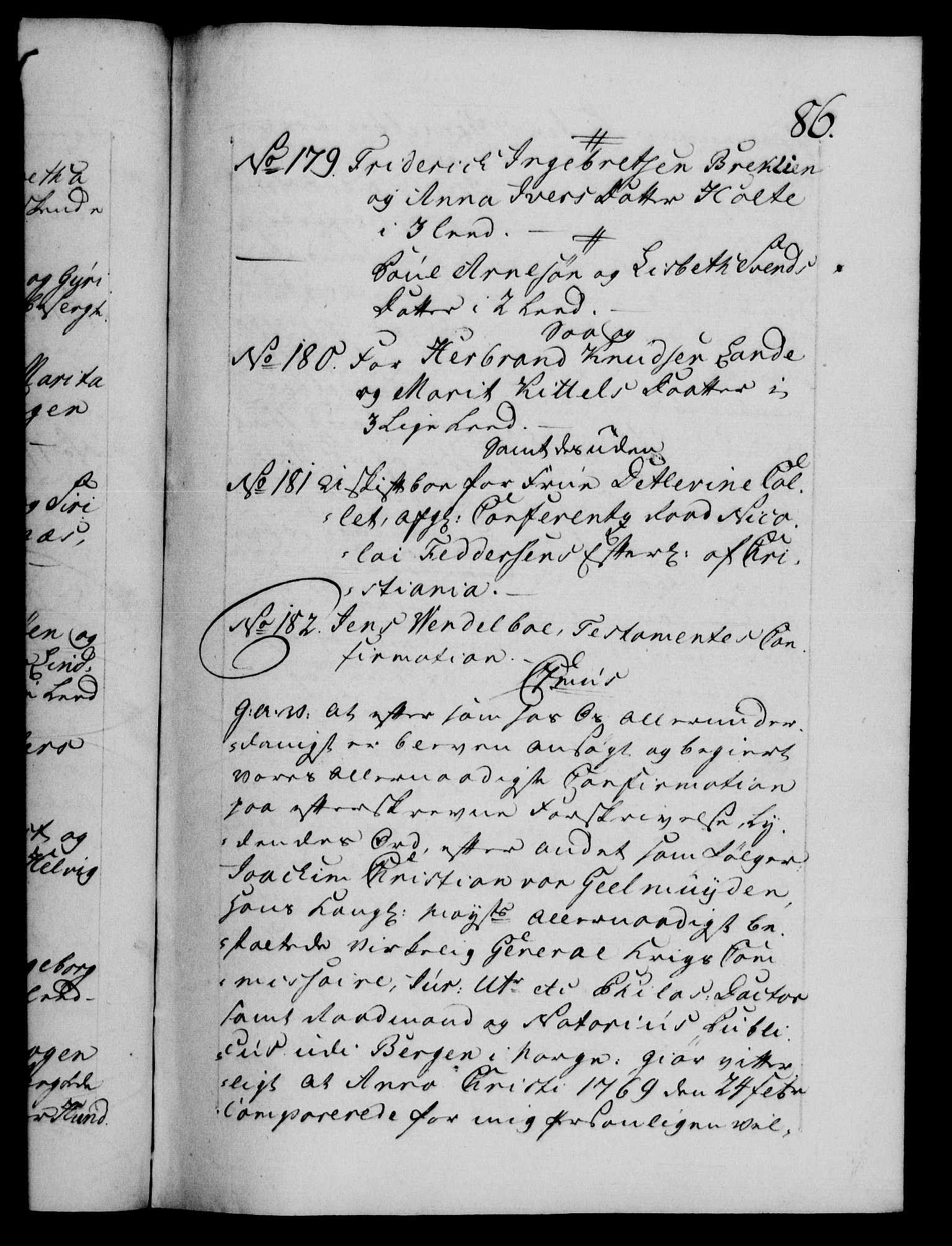 Danske Kanselli 1572-1799, AV/RA-EA-3023/F/Fc/Fca/Fcaa/L0044: Norske registre, 1769-1771, p. 86a