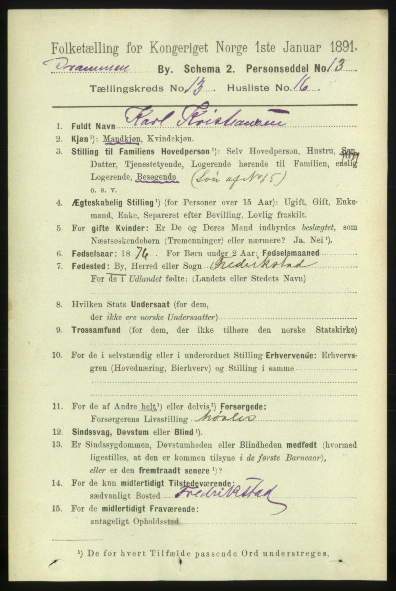 RA, 1891 census for 0602 Drammen, 1891, p. 9751