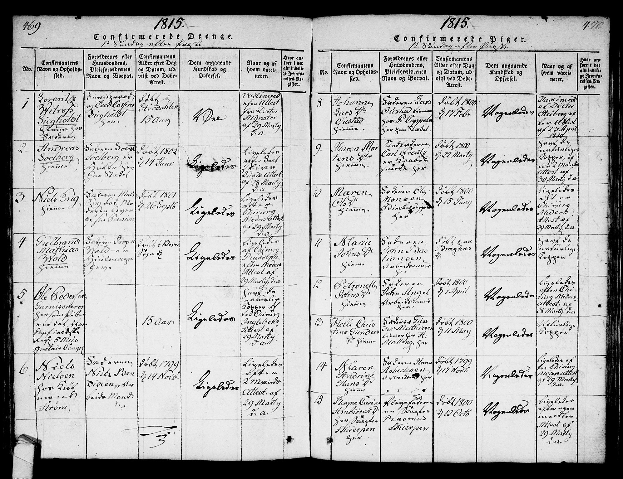 Strømsø kirkebøker, AV/SAKO-A-246/F/Fa/L0011: Parish register (official) no. I 11, 1815-1829, p. 469-470