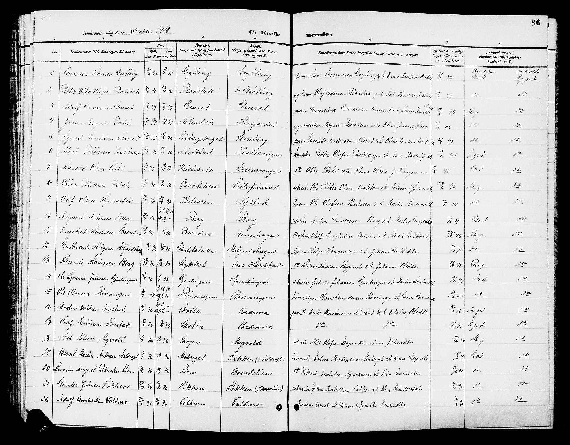 Elverum prestekontor, AV/SAH-PREST-044/H/Ha/Hab/L0007: Parish register (copy) no. 7, 1896-1914, p. 86