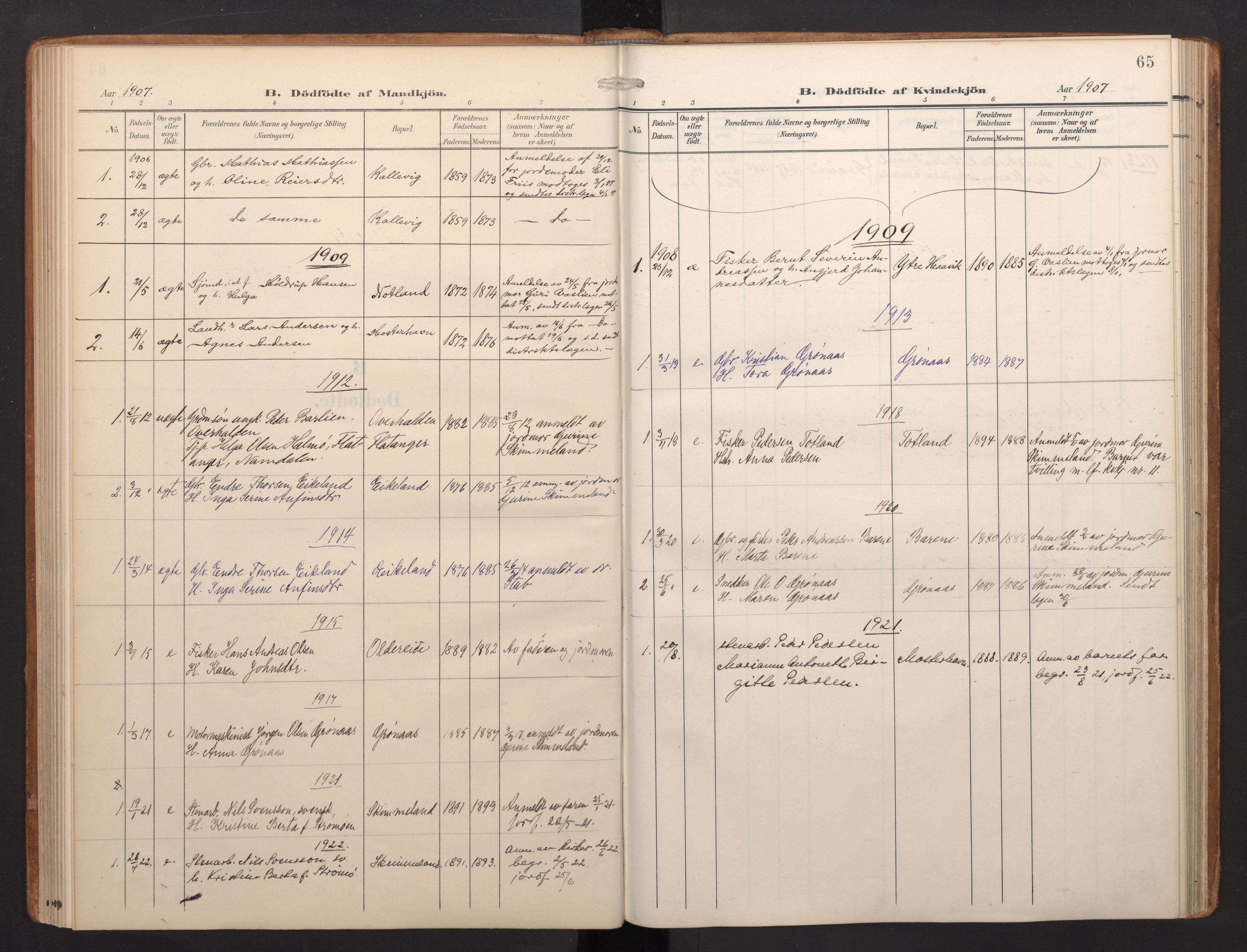 Finnås sokneprestembete, SAB/A-99925/H/Ha/Haa/Haab/L0003: Parish register (official) no. B 3, 1907-1923, p. 65