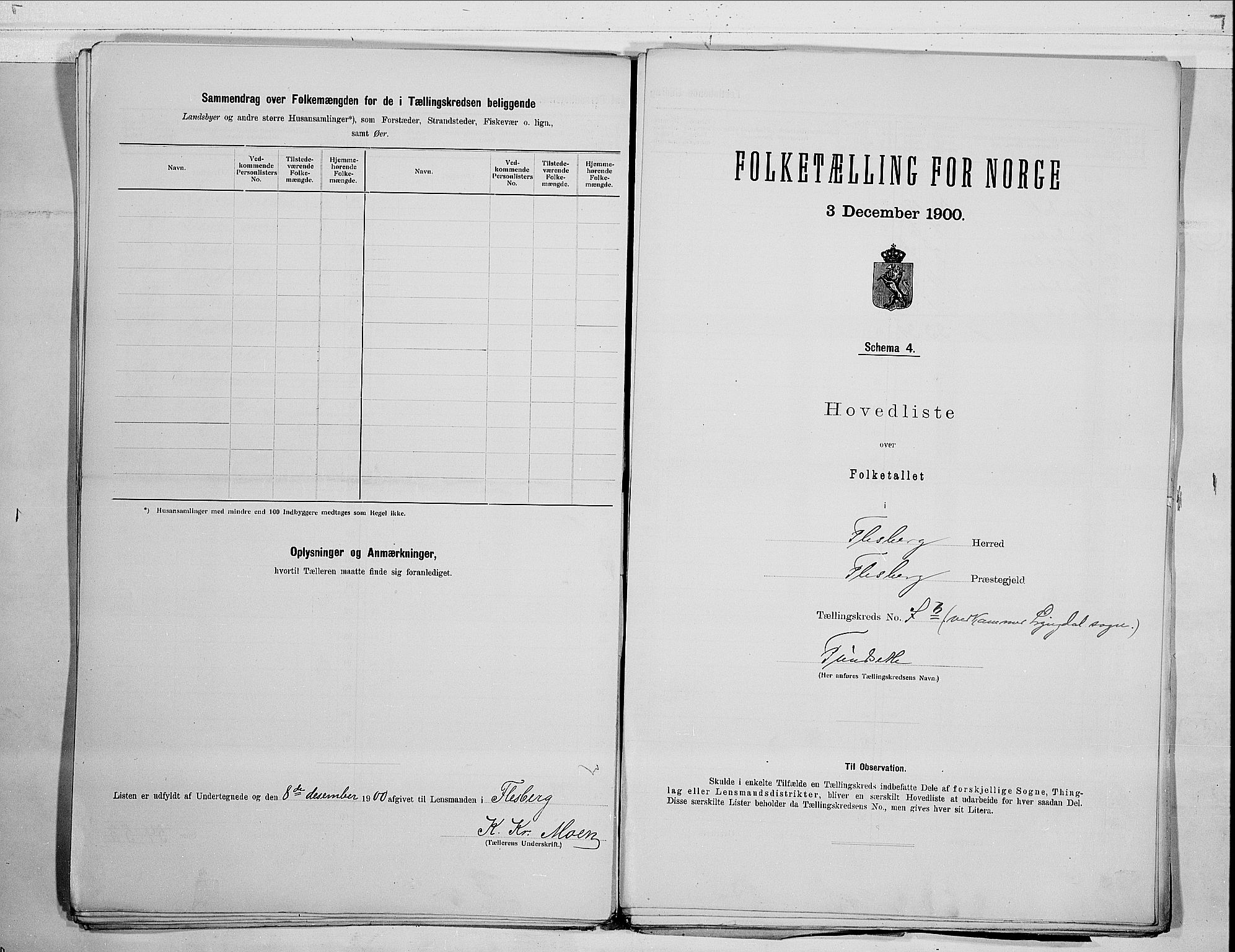 RA, 1900 census for Flesberg, 1900, p. 18