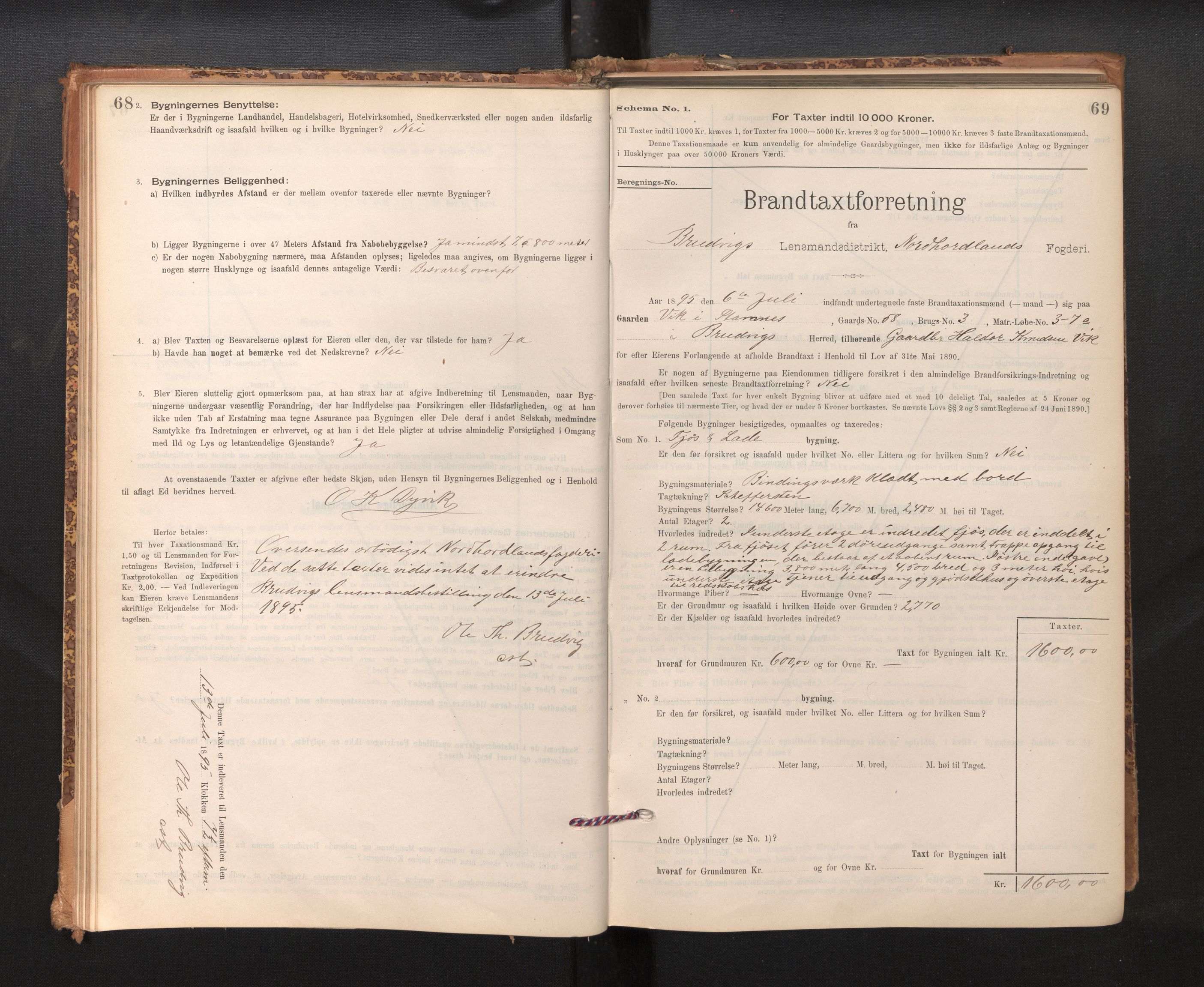 Lensmannen i Bruvik, AV/SAB-A-31301/0012/L0006: Branntakstprotokoll, skjematakst, 1894-1906, p. 68-69