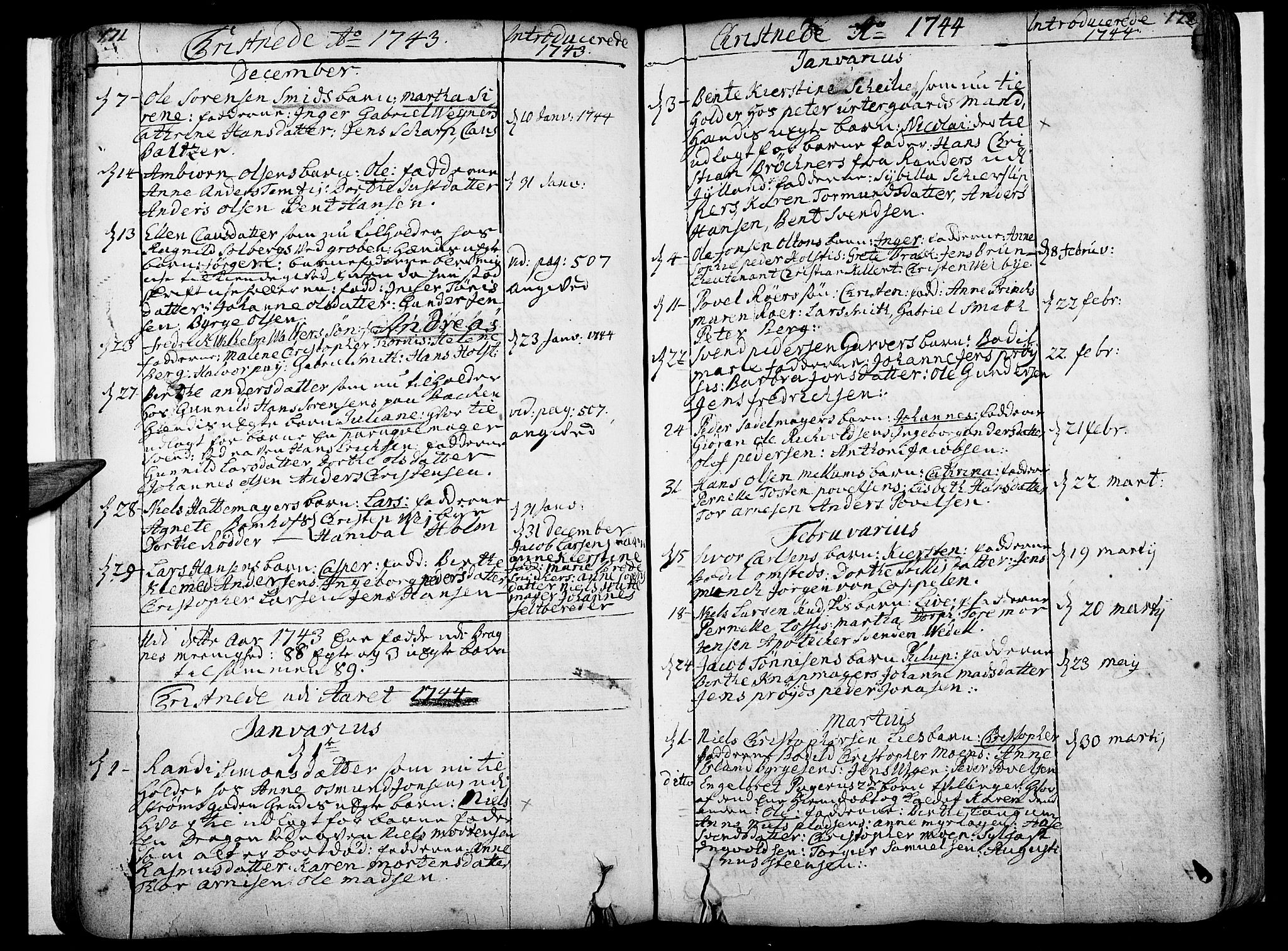Bragernes kirkebøker, SAKO/A-6/F/Fa/L0004: Parish register (official) no. I 4, 1734-1759, p. 171-172