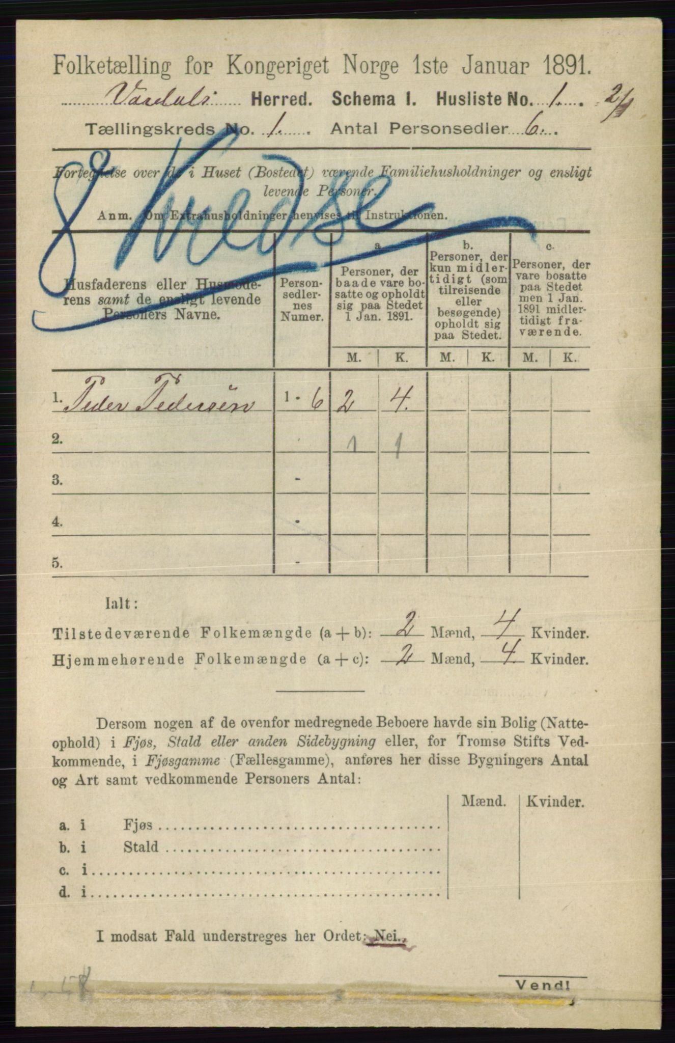 RA, 1891 census for 0527 Vardal, 1891, p. 25