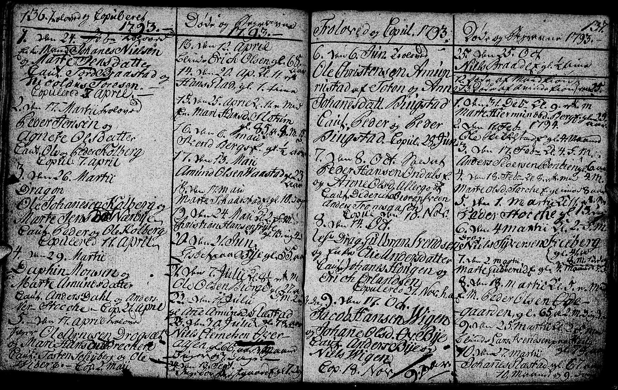 Vardal prestekontor, SAH/PREST-100/H/Ha/Hab/L0002: Parish register (copy) no. 2, 1790-1803, p. 136-137