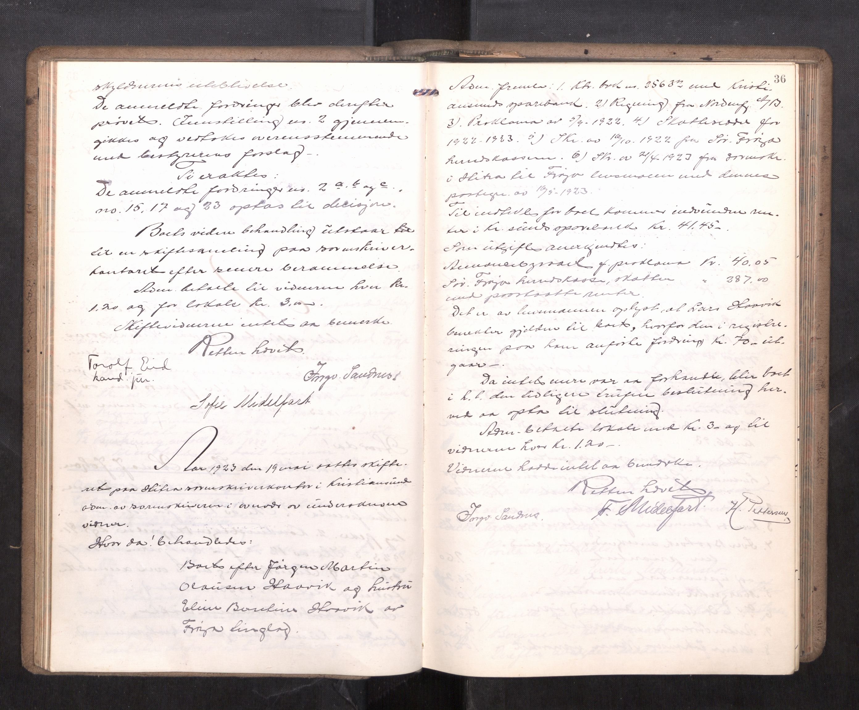 Hitra sorenskriveri, AV/SAT-A-0018/3/3B/L0002: Skifteforhandlingsprotokoll, 1922-1927, p. 35b-36a