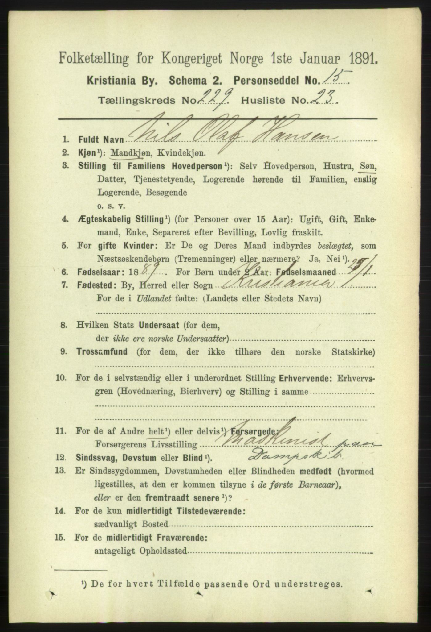 RA, 1891 census for 0301 Kristiania, 1891, p. 141010