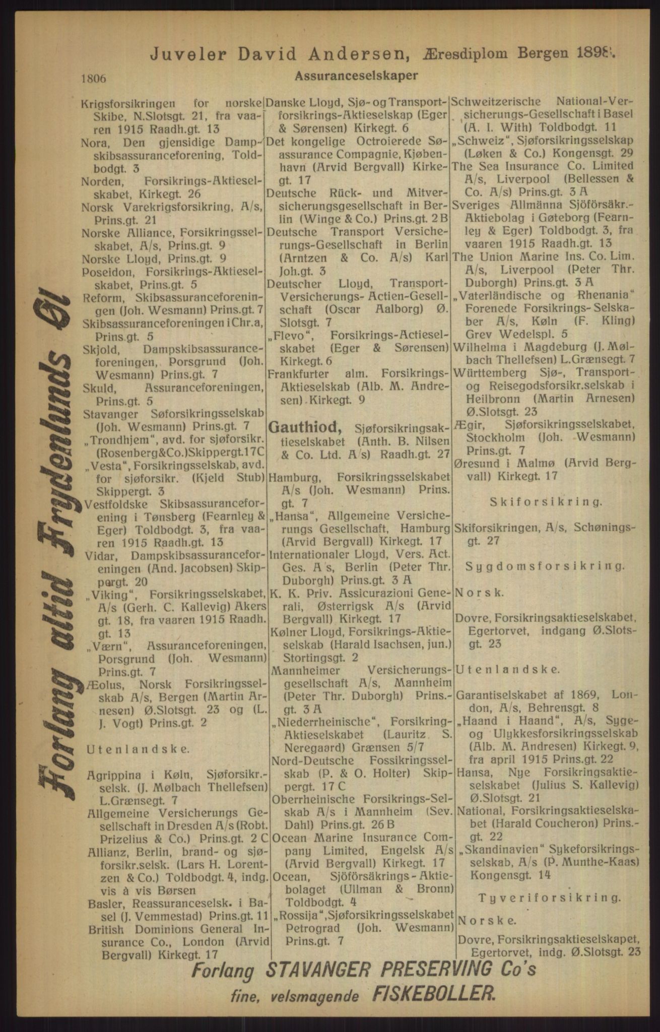Kristiania/Oslo adressebok, PUBL/-, 1915, p. 1806
