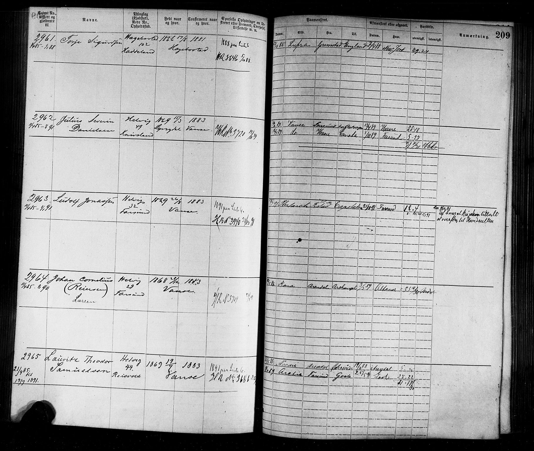 Farsund mønstringskrets, AV/SAK-2031-0017/F/Fa/L0002: Annotasjonsrulle nr 1921-3815 med register, M-2, 1877-1894, p. 239