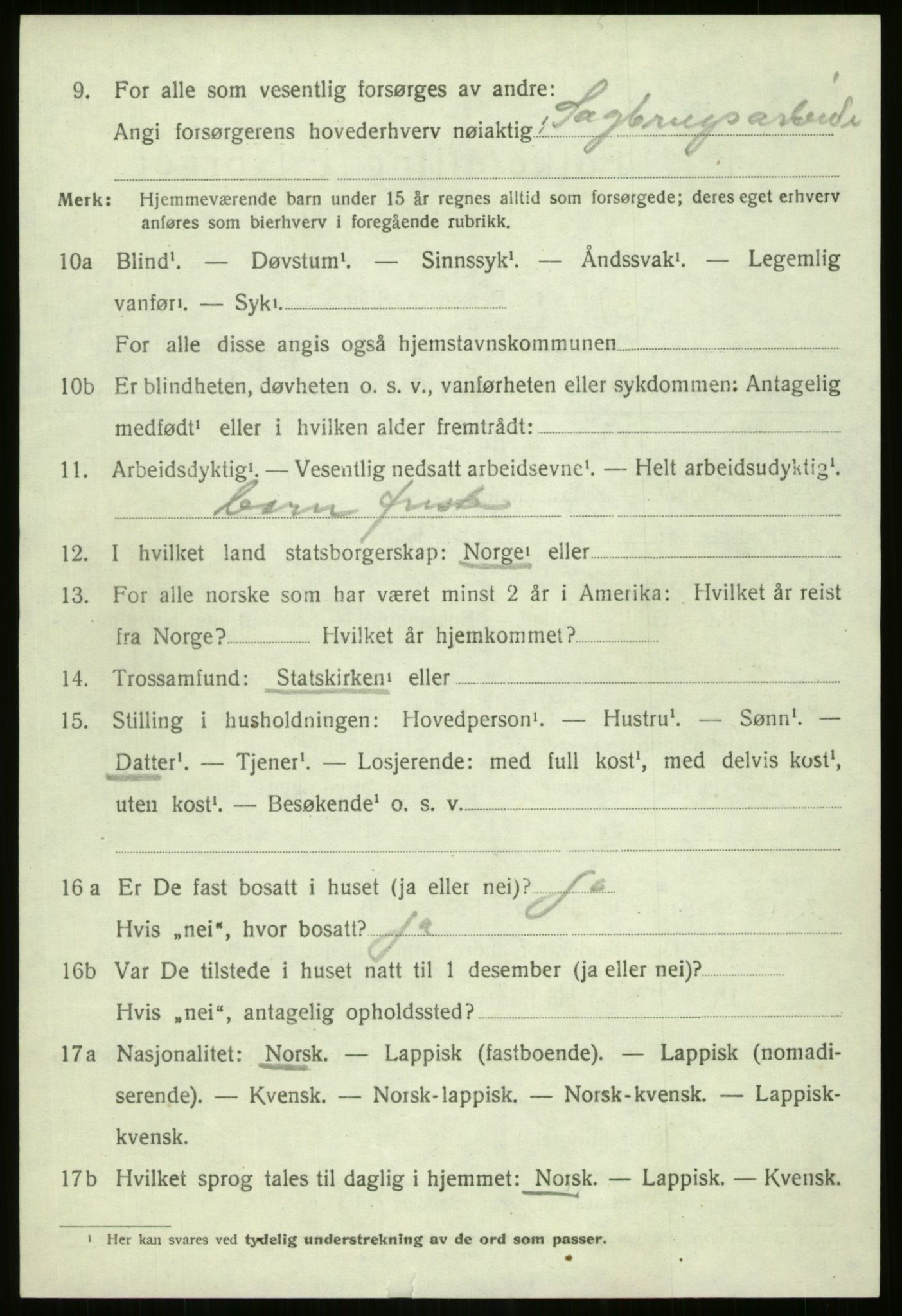 SATØ, 1920 census for Nordreisa, 1920, p. 3240