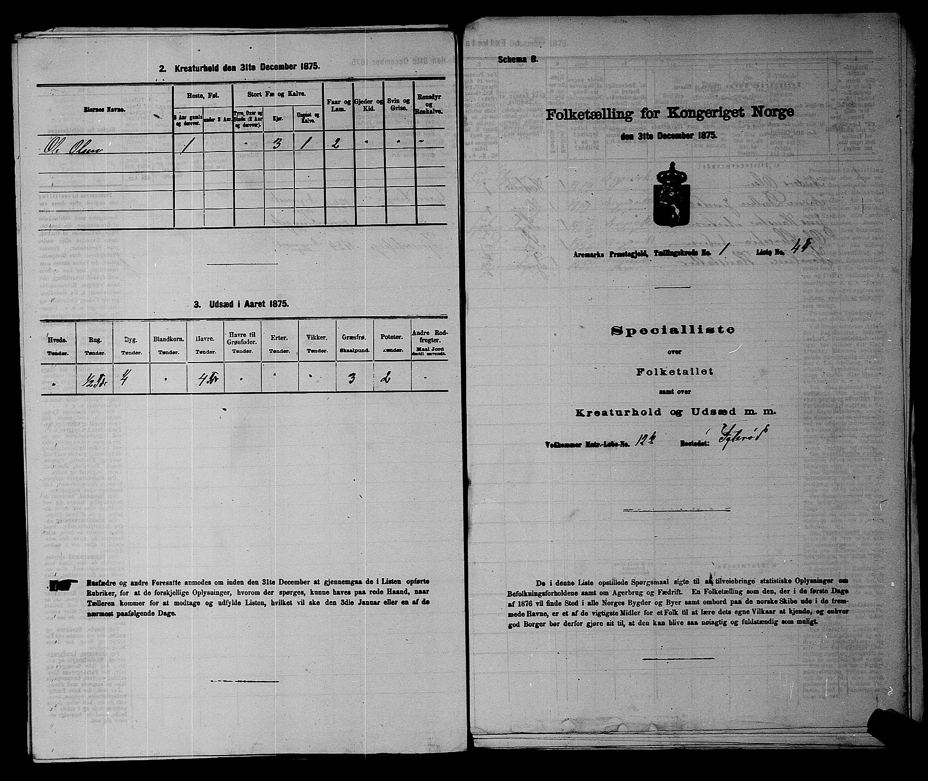RA, 1875 census for 0118P Aremark, 1875, p. 152