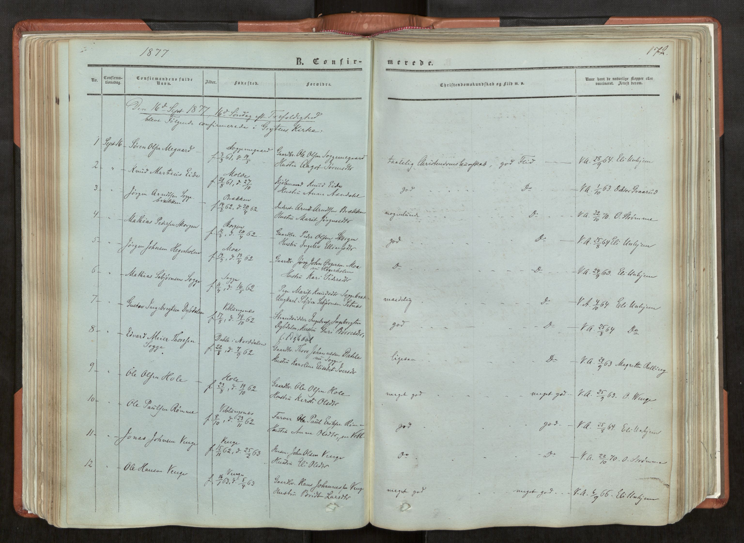 Ministerialprotokoller, klokkerbøker og fødselsregistre - Møre og Romsdal, SAT/A-1454/544/L0572: Parish register (official) no. 544A05, 1854-1886, p. 172