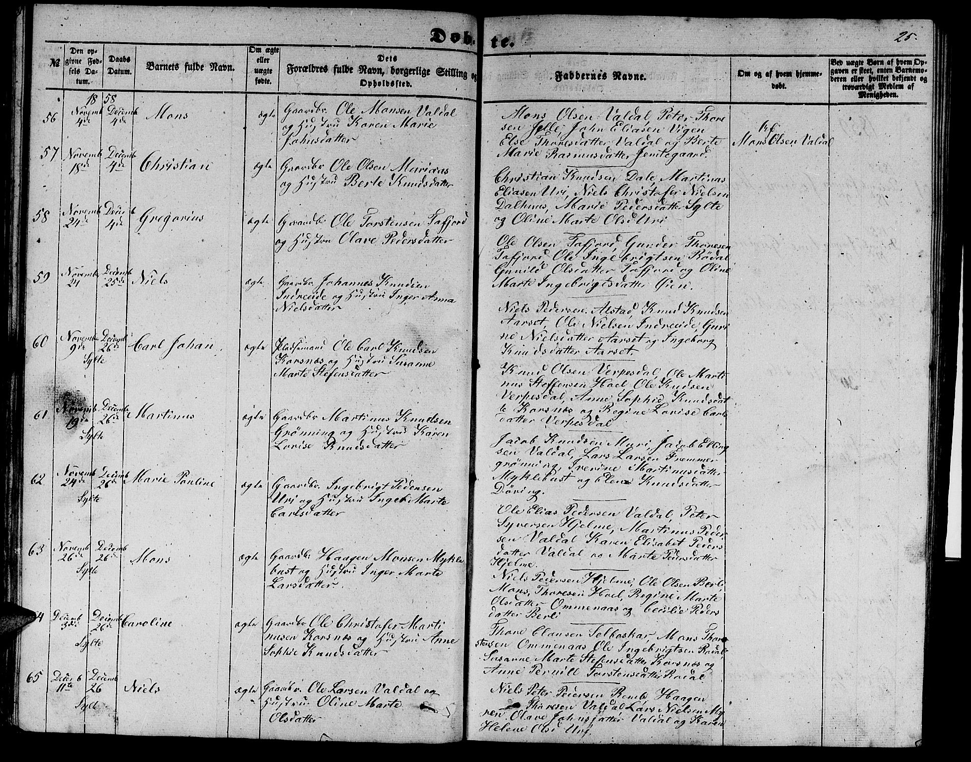 Ministerialprotokoller, klokkerbøker og fødselsregistre - Møre og Romsdal, AV/SAT-A-1454/519/L0261: Parish register (copy) no. 519C02, 1854-1867, p. 25