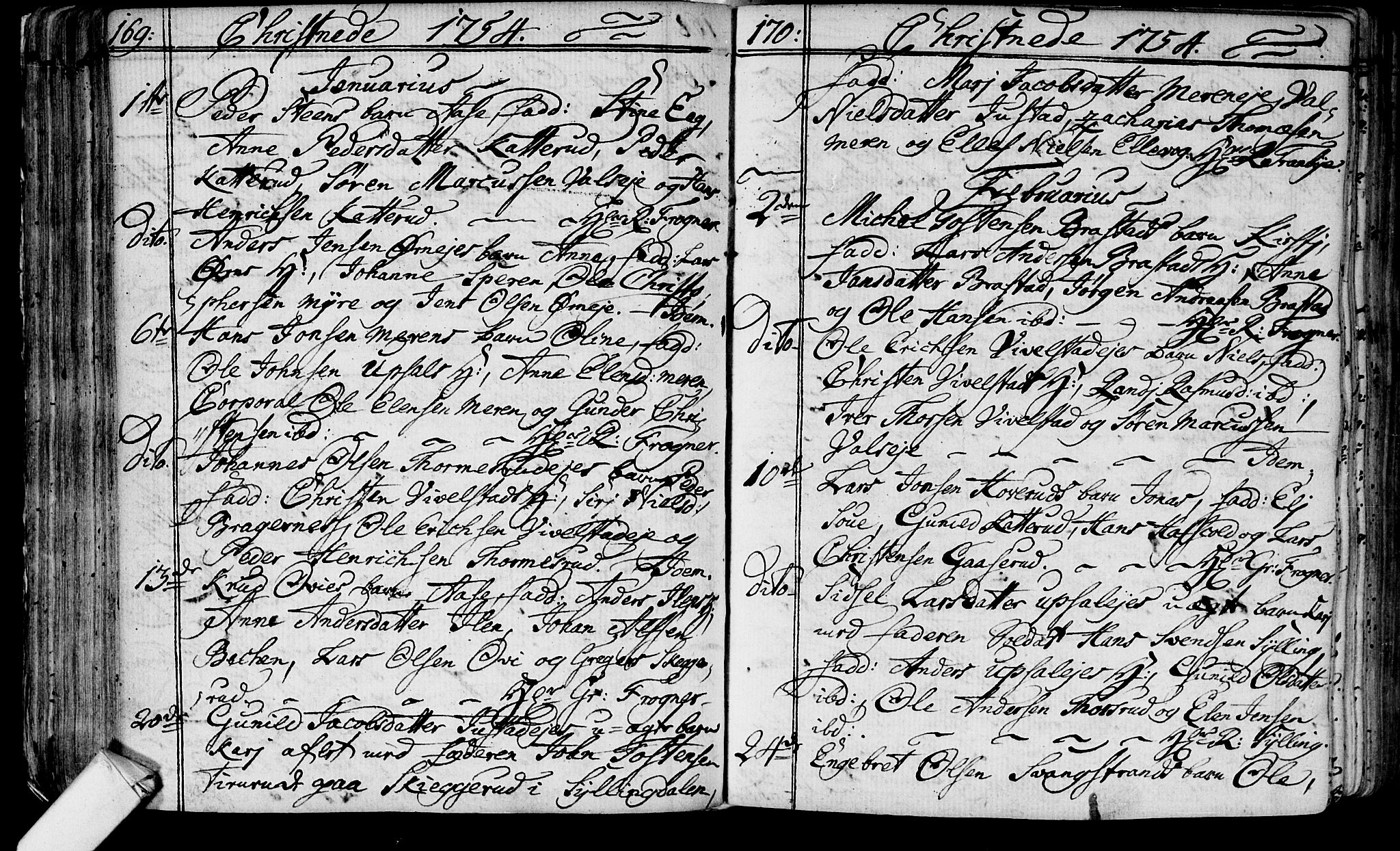 Lier kirkebøker, AV/SAKO-A-230/F/Fa/L0004: Parish register (official) no. I 4, 1749-1764, p. 169-170