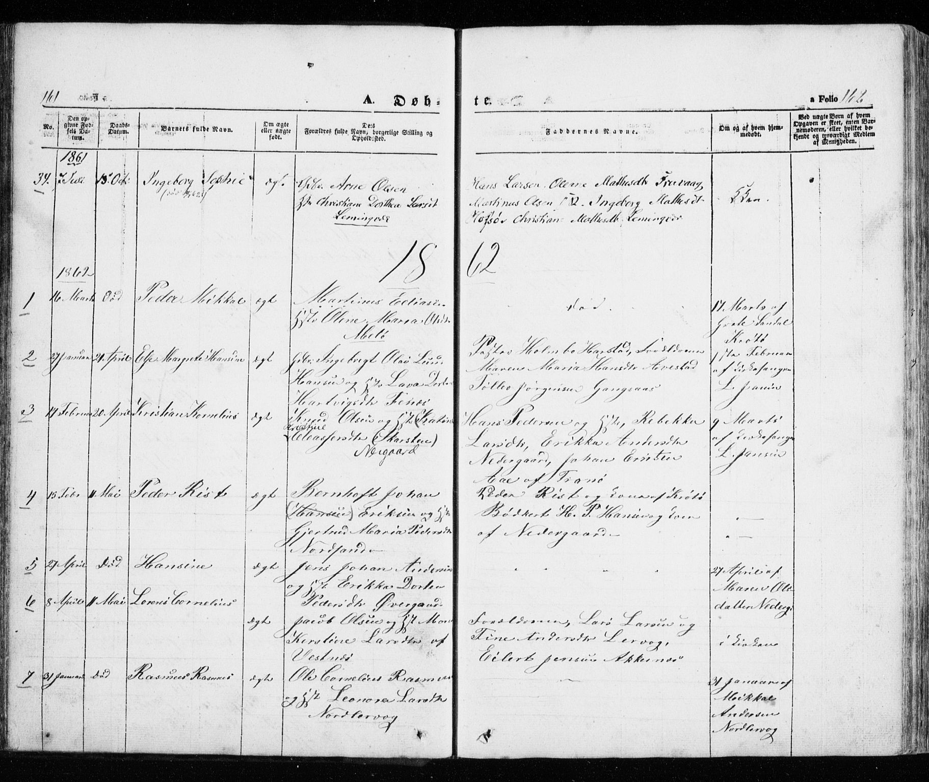 Trondenes sokneprestkontor, SATØ/S-1319/H/Ha/L0010kirke: Parish register (official) no. 10, 1840-1865, p. 161-162