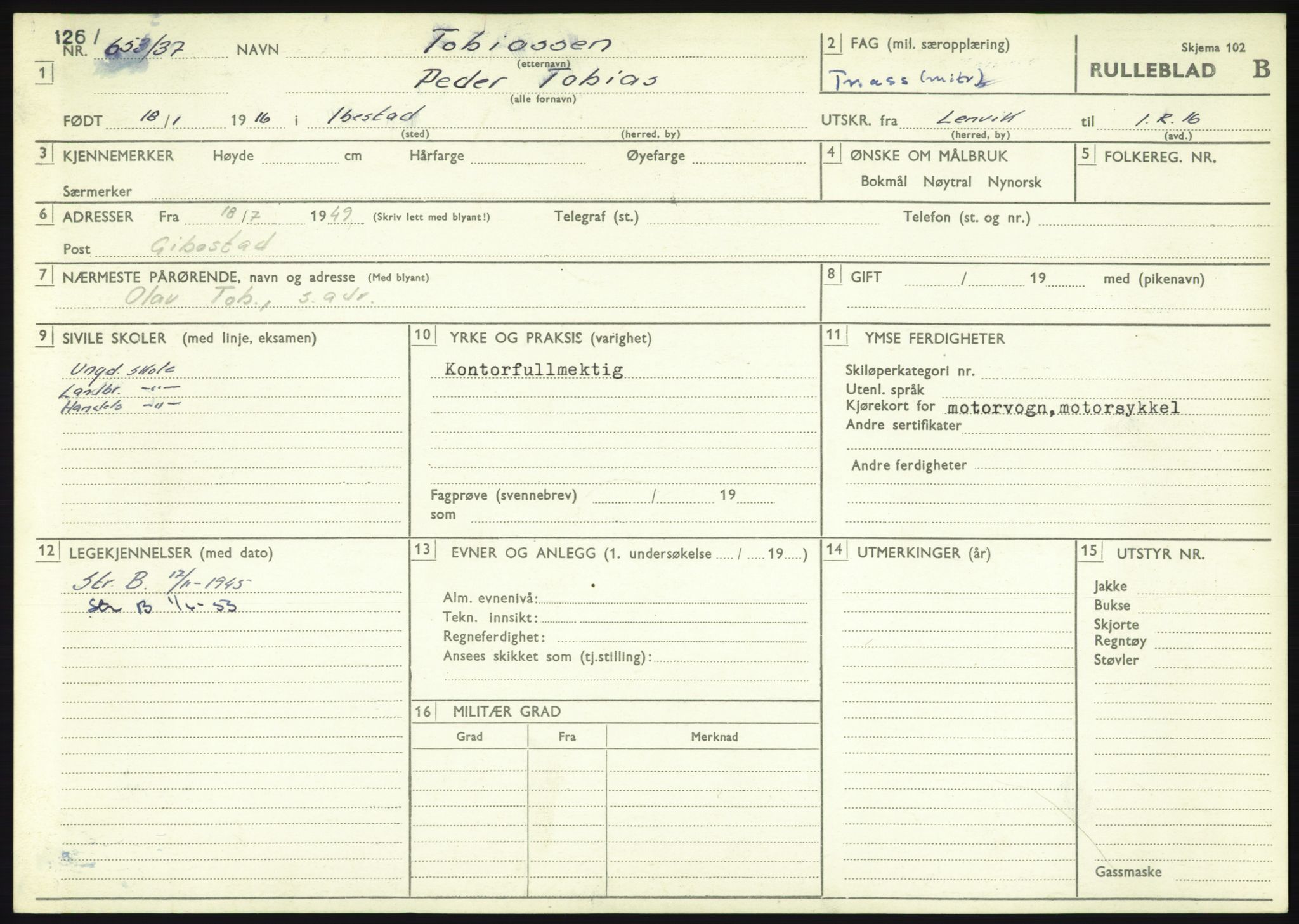 Forsvaret, Troms infanteriregiment nr. 16, AV/RA-RAFA-3146/P/Pa/L0021: Rulleblad for regimentets menige mannskaper, årsklasse 1937, 1937, p. 1181