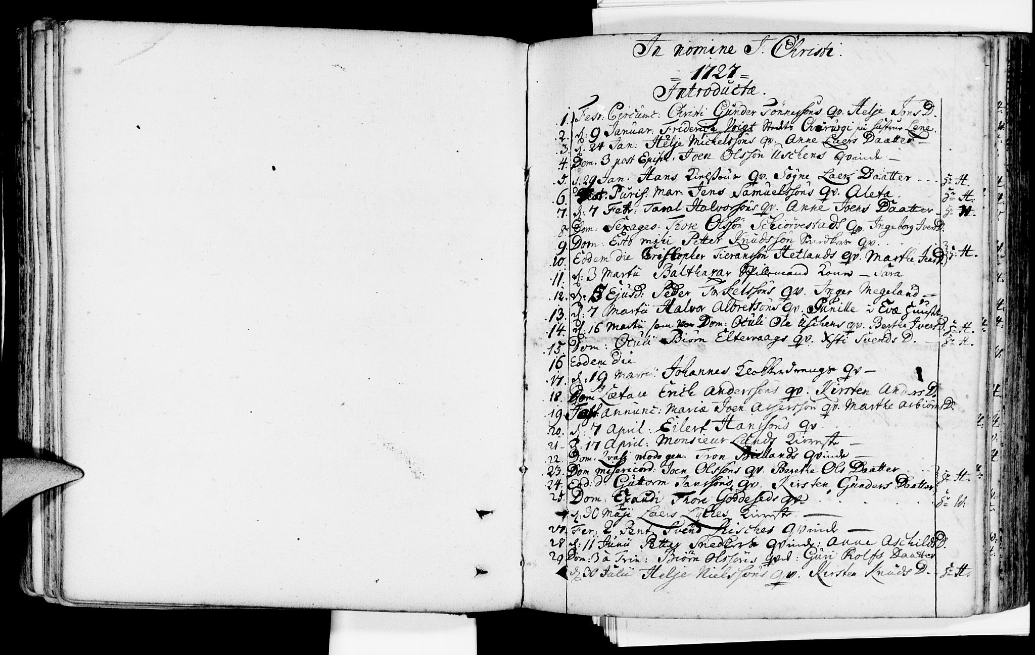 Domkirken sokneprestkontor, SAST/A-101812/001/30/30BA/L0002: Parish register (official) no. A 2 /1, 1727-1738