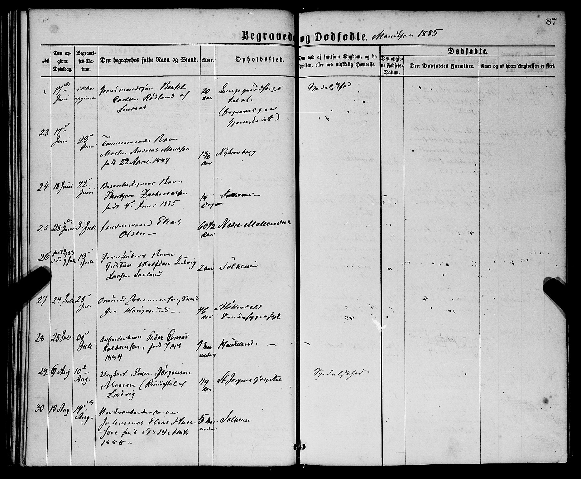 St. Jørgens hospital og Årstad sokneprestembete, AV/SAB-A-99934: Parish register (official) no. A 11, 1864-1886, p. 87