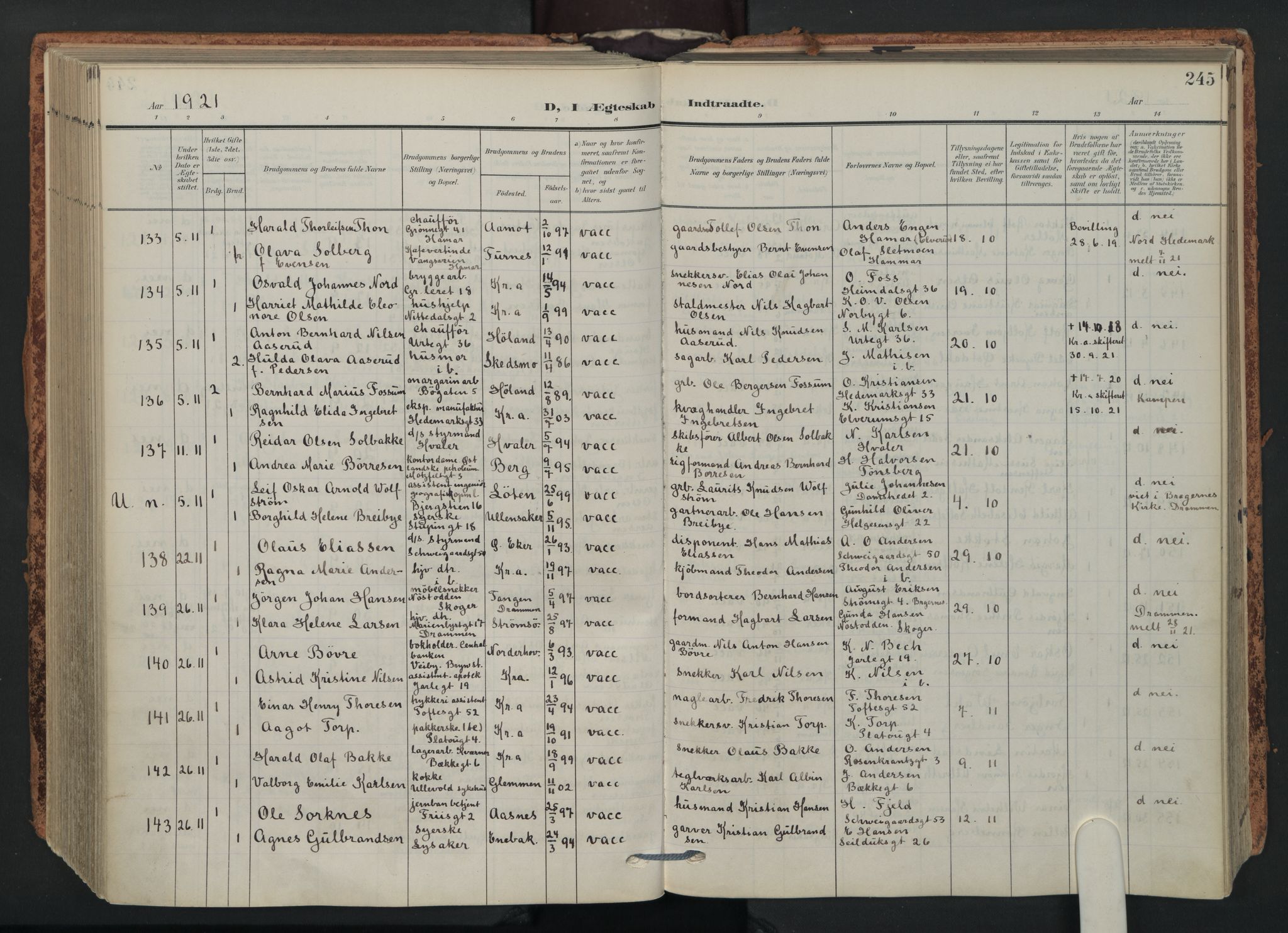 Grønland prestekontor Kirkebøker, AV/SAO-A-10848/F/Fa/L0017: Parish register (official) no. 17, 1906-1934, p. 245