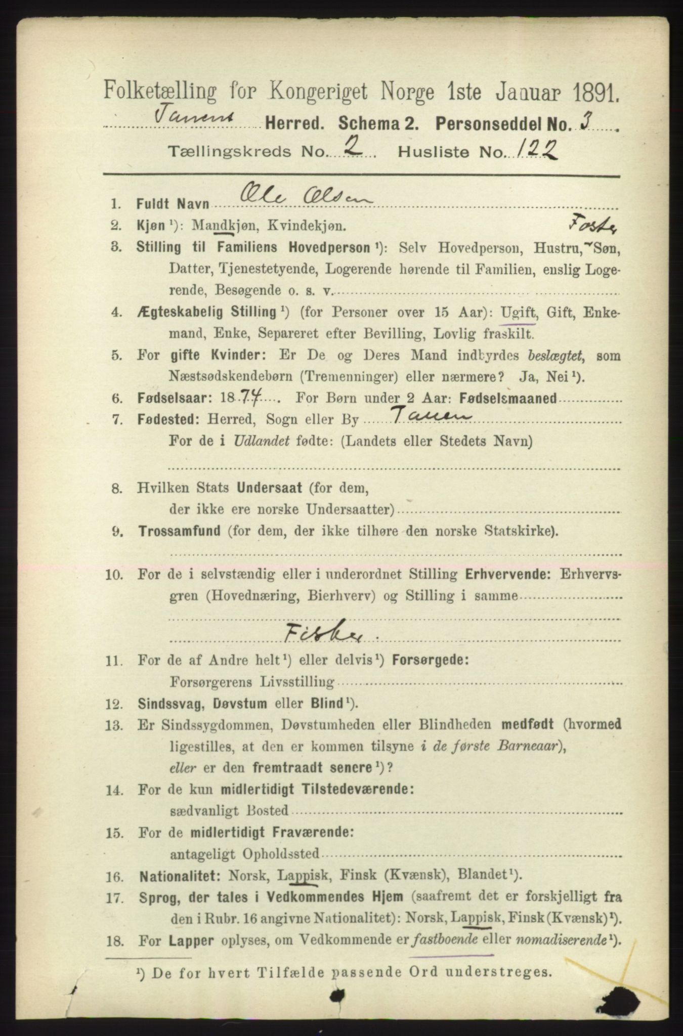 RA, 1891 census for 2025 Tana, 1891, p. 1467