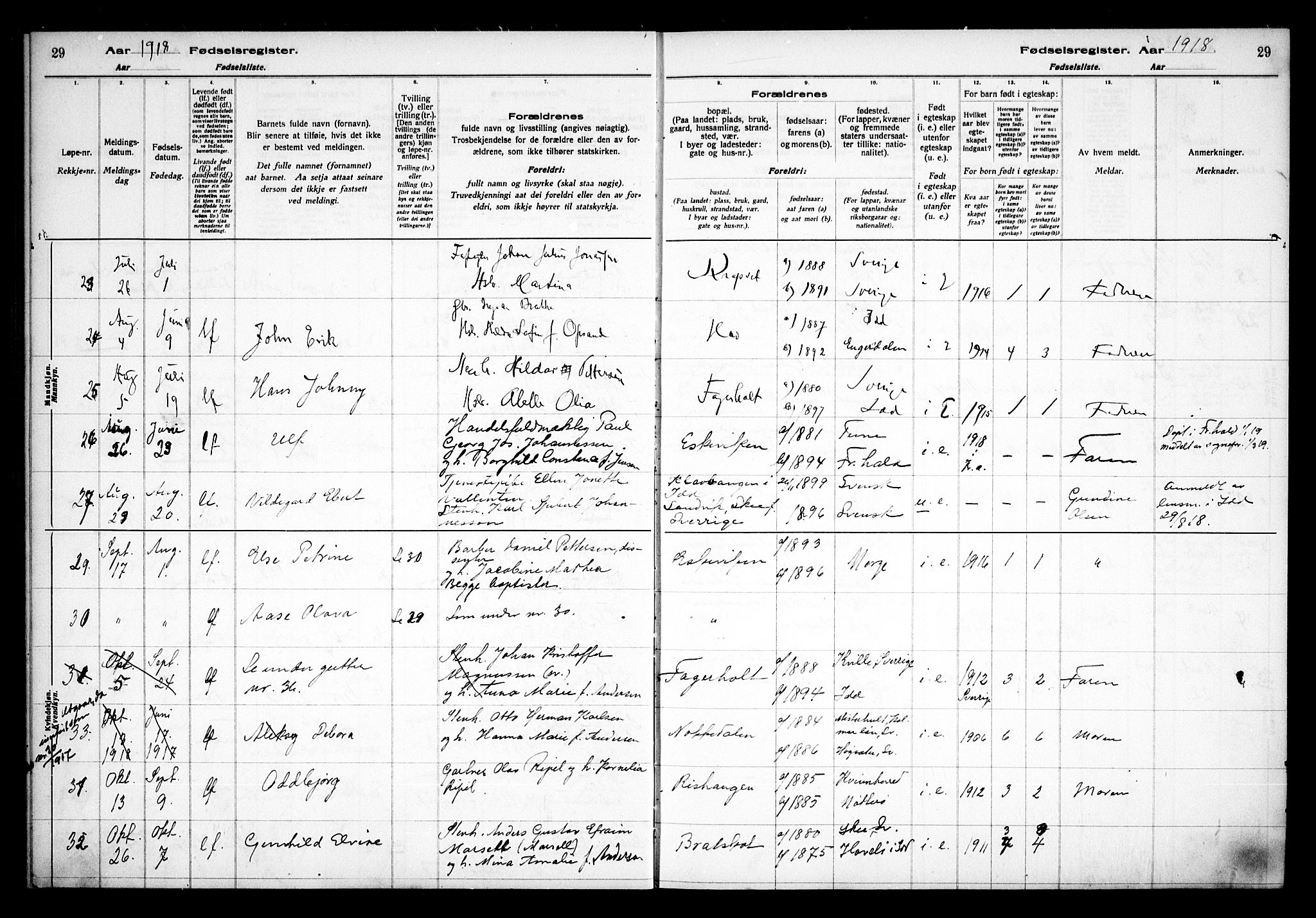 Idd prestekontor Kirkebøker, AV/SAO-A-10911/J/Ja/L0001: Birth register no. I 1, 1916-1937, p. 29