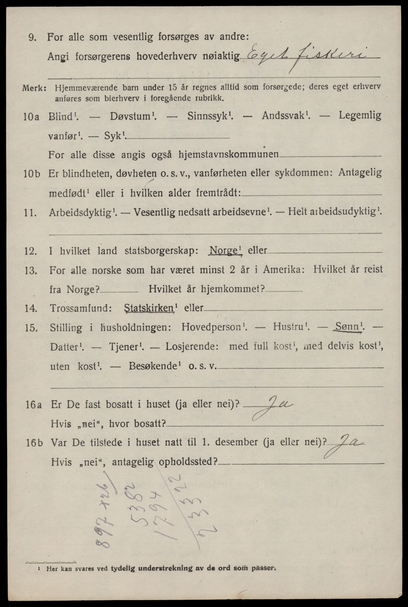 SAST, 1920 census for Jelsa, 1920, p. 1645