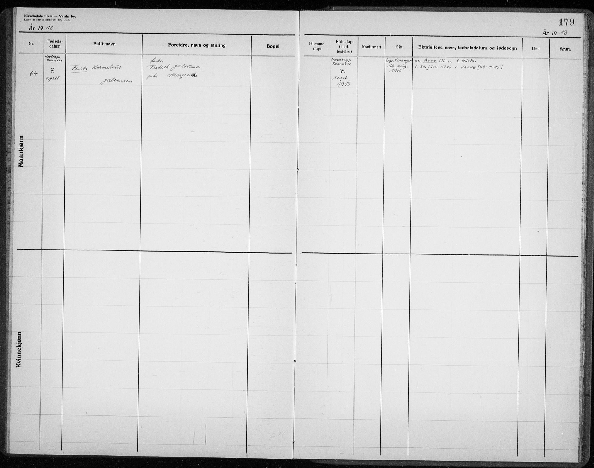 Vardø sokneprestkontor, AV/SATØ-S-1332/H/Hc/L0001kirkerekon: Other parish register no. 1, 1900-1914, p. 179