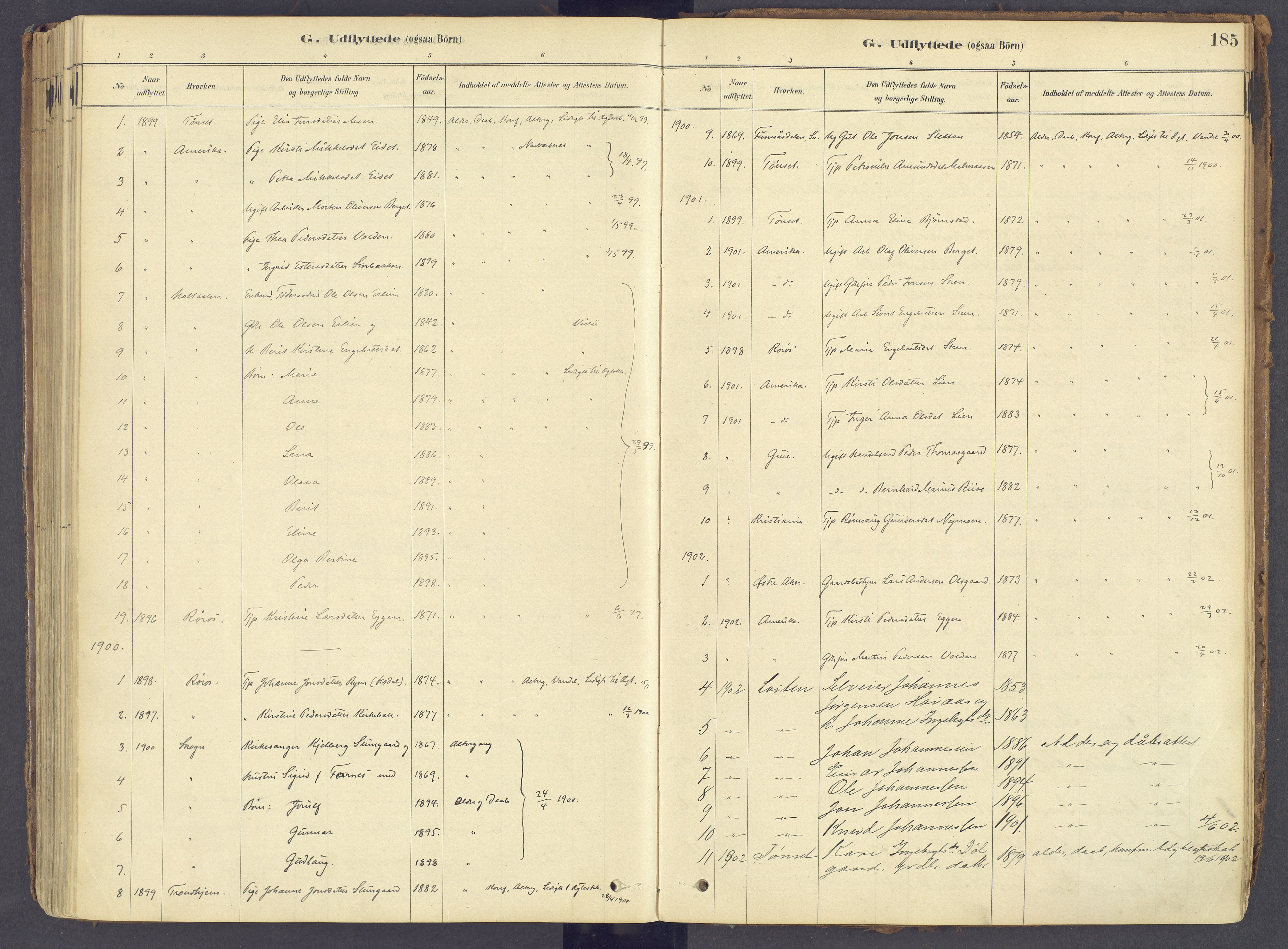 Tolga prestekontor, AV/SAH-PREST-062/K/L0011: Parish register (official) no. 11, 1877-1920, p. 185