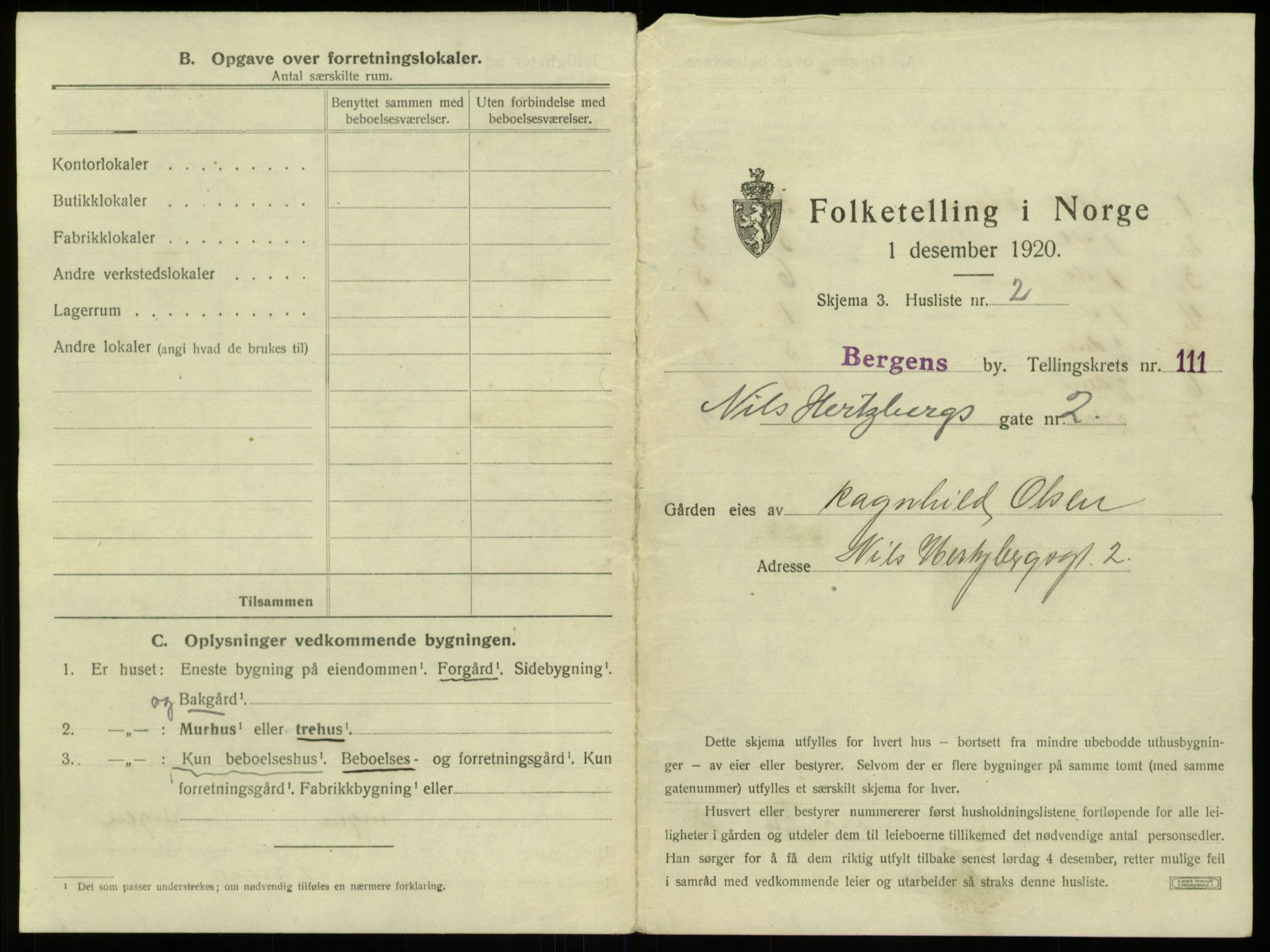 SAB, 1920 census for Bergen, 1920, p. 10072