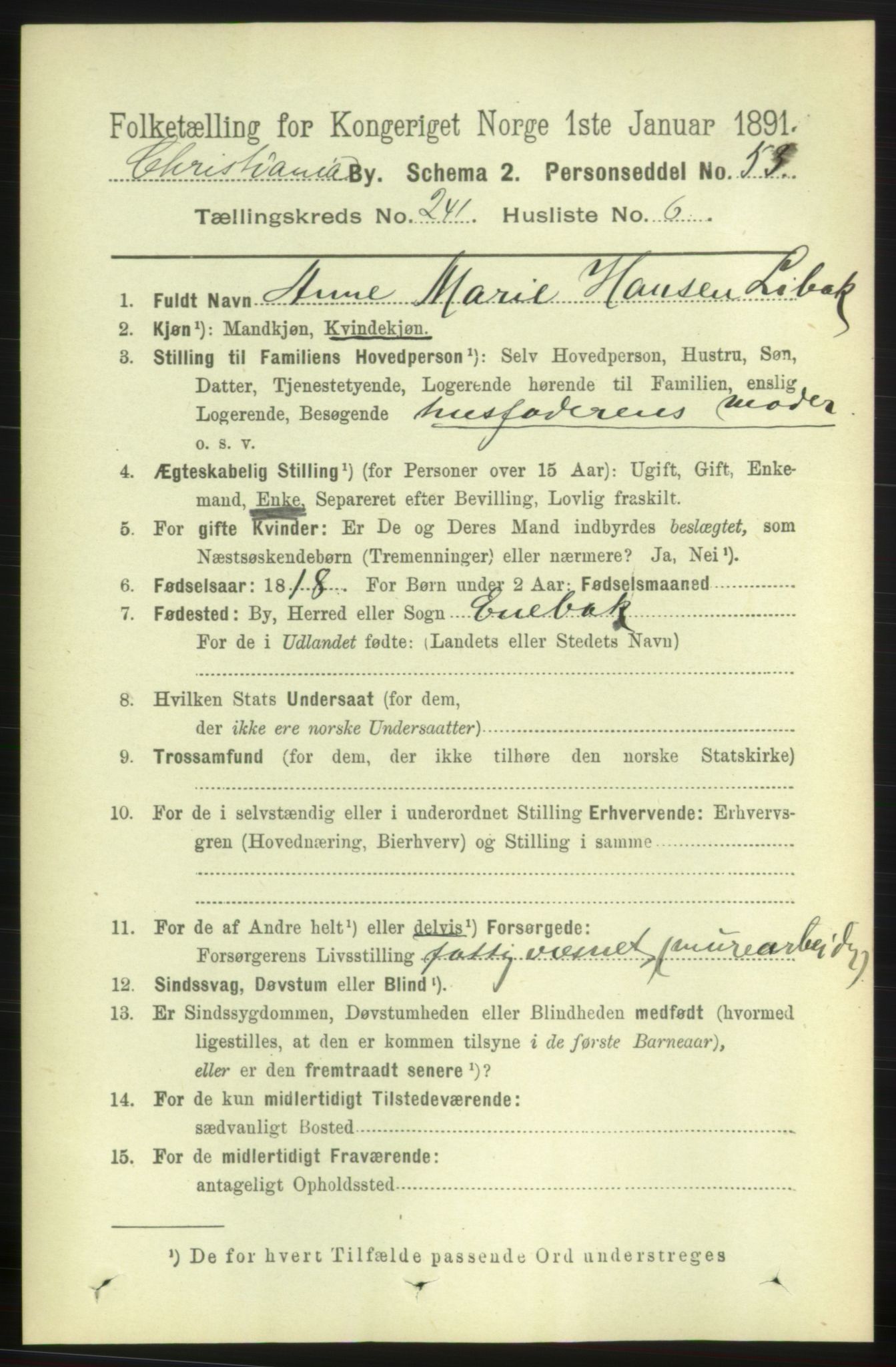 RA, 1891 census for 0301 Kristiania, 1891, p. 141875