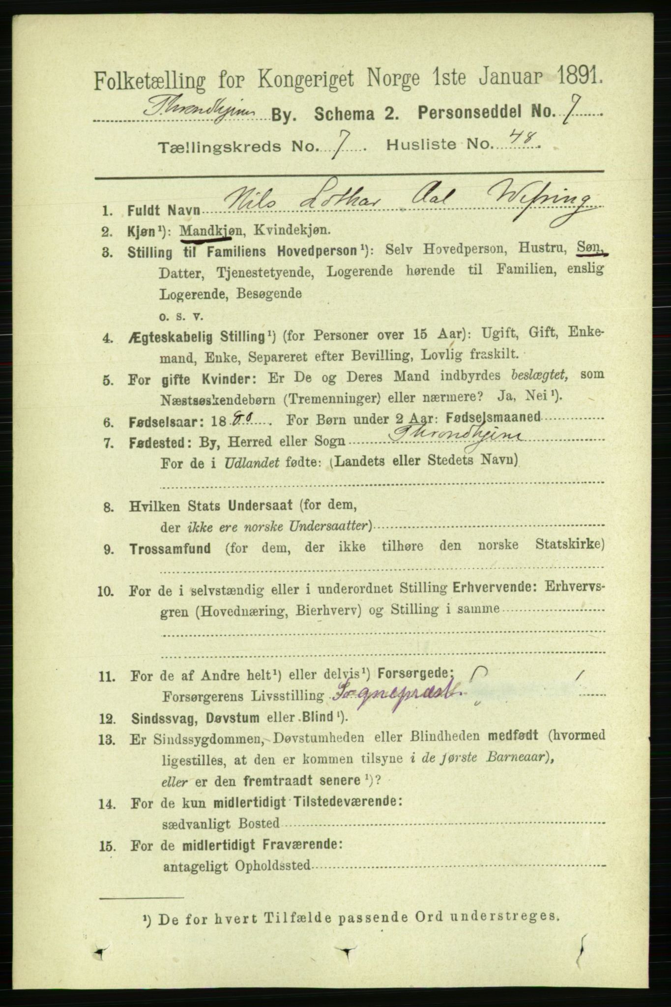 RA, 1891 census for 1601 Trondheim, 1891, p. 6529