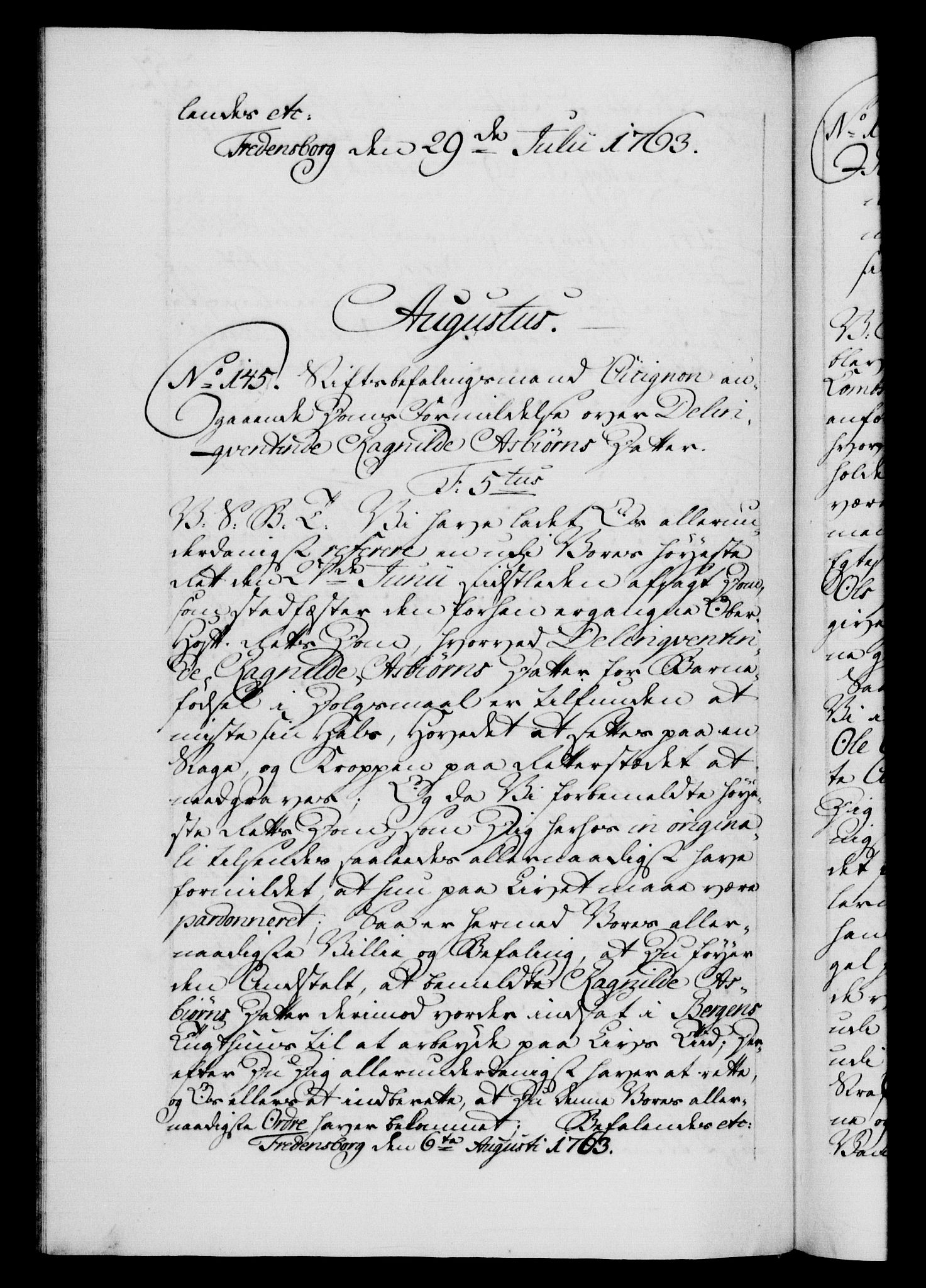 Danske Kanselli 1572-1799, RA/EA-3023/F/Fc/Fca/Fcab/L0037: Norske tegnelser, 1762-1766, p. 262b