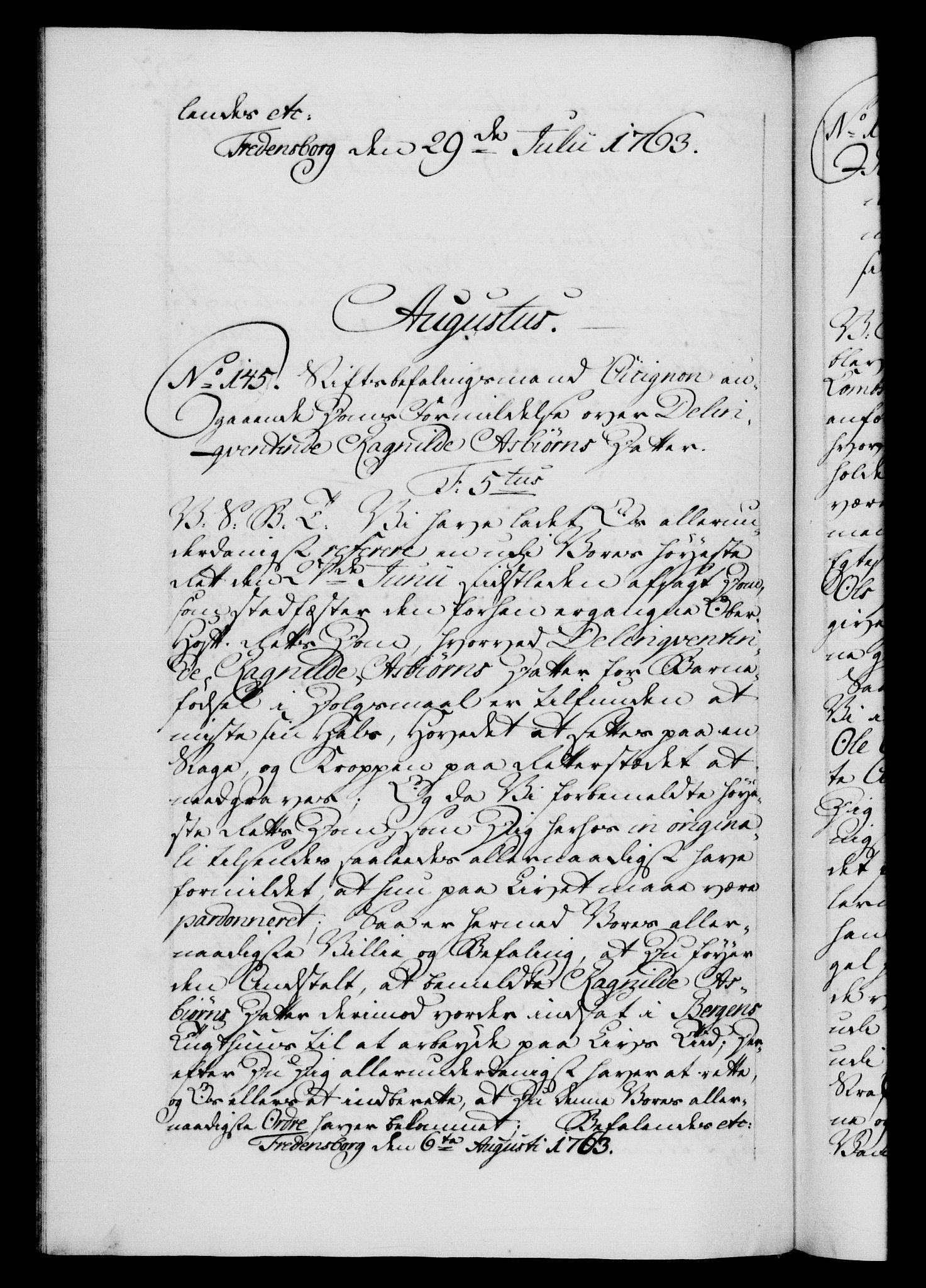 Danske Kanselli 1572-1799, AV/RA-EA-3023/F/Fc/Fca/Fcab/L0037: Norske tegnelser, 1762-1766, p. 262b