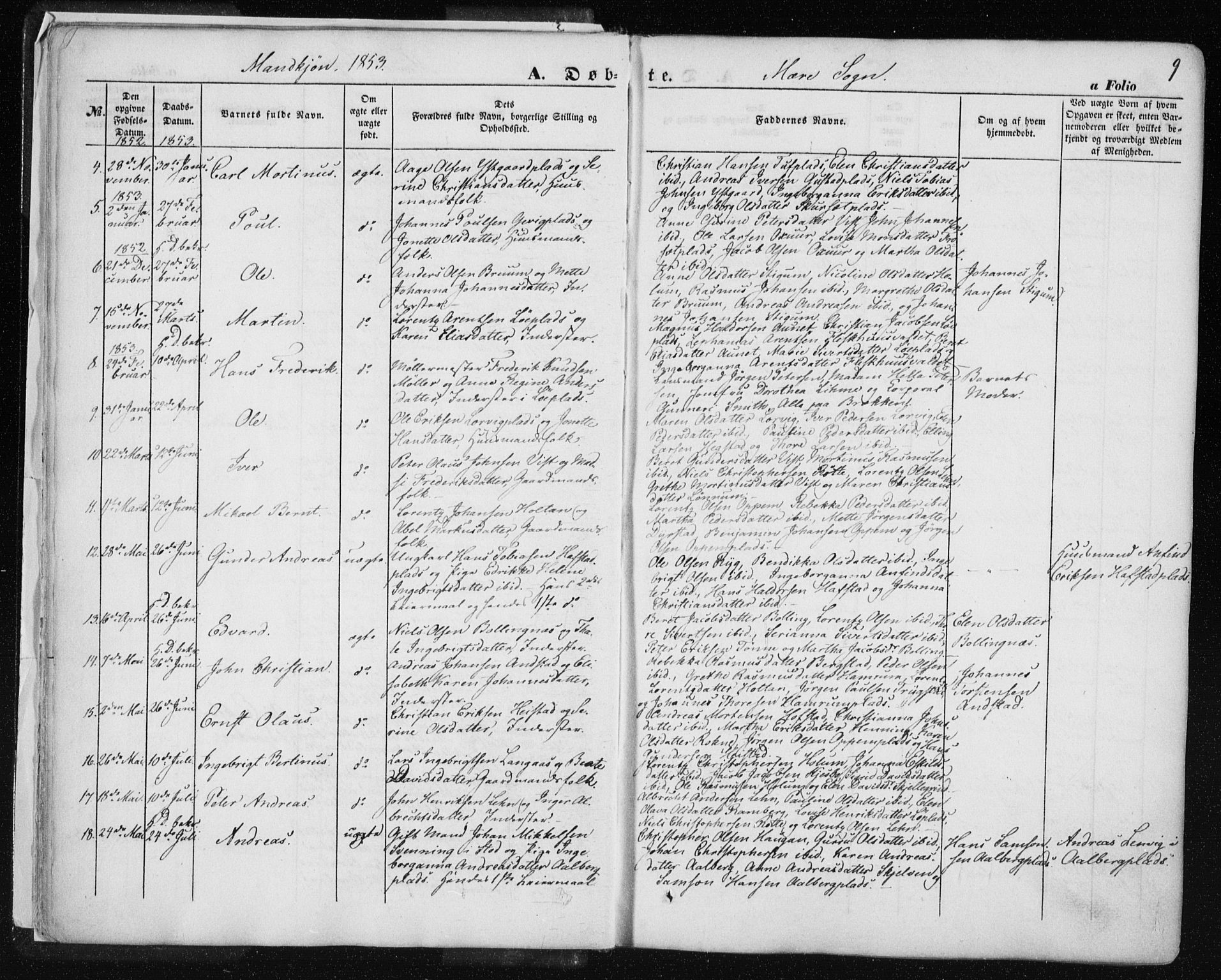 Ministerialprotokoller, klokkerbøker og fødselsregistre - Nord-Trøndelag, SAT/A-1458/735/L0342: Parish register (official) no. 735A07 /1, 1849-1862, p. 9