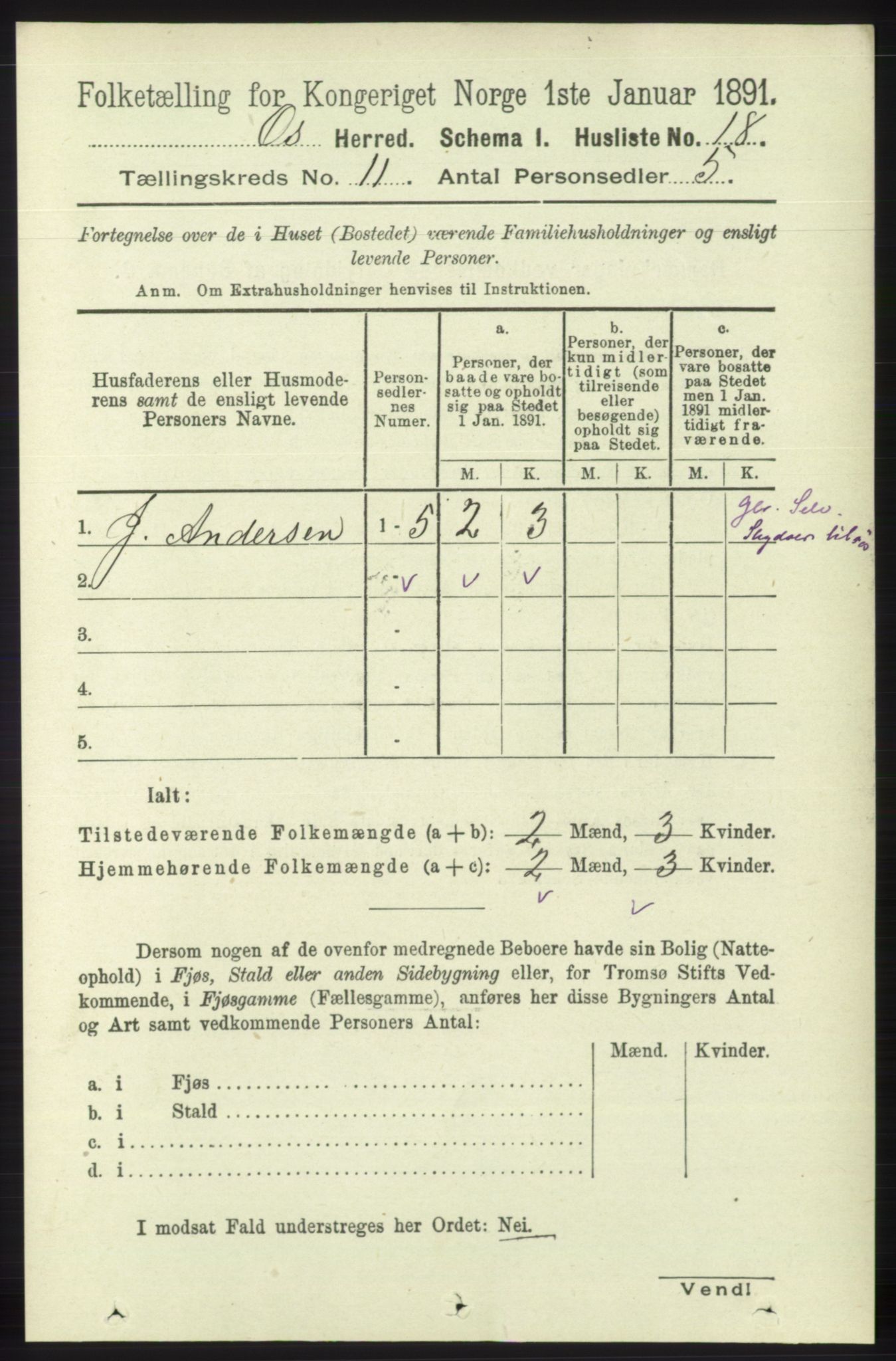 RA, 1891 census for 1243 Os, 1891, p. 2564