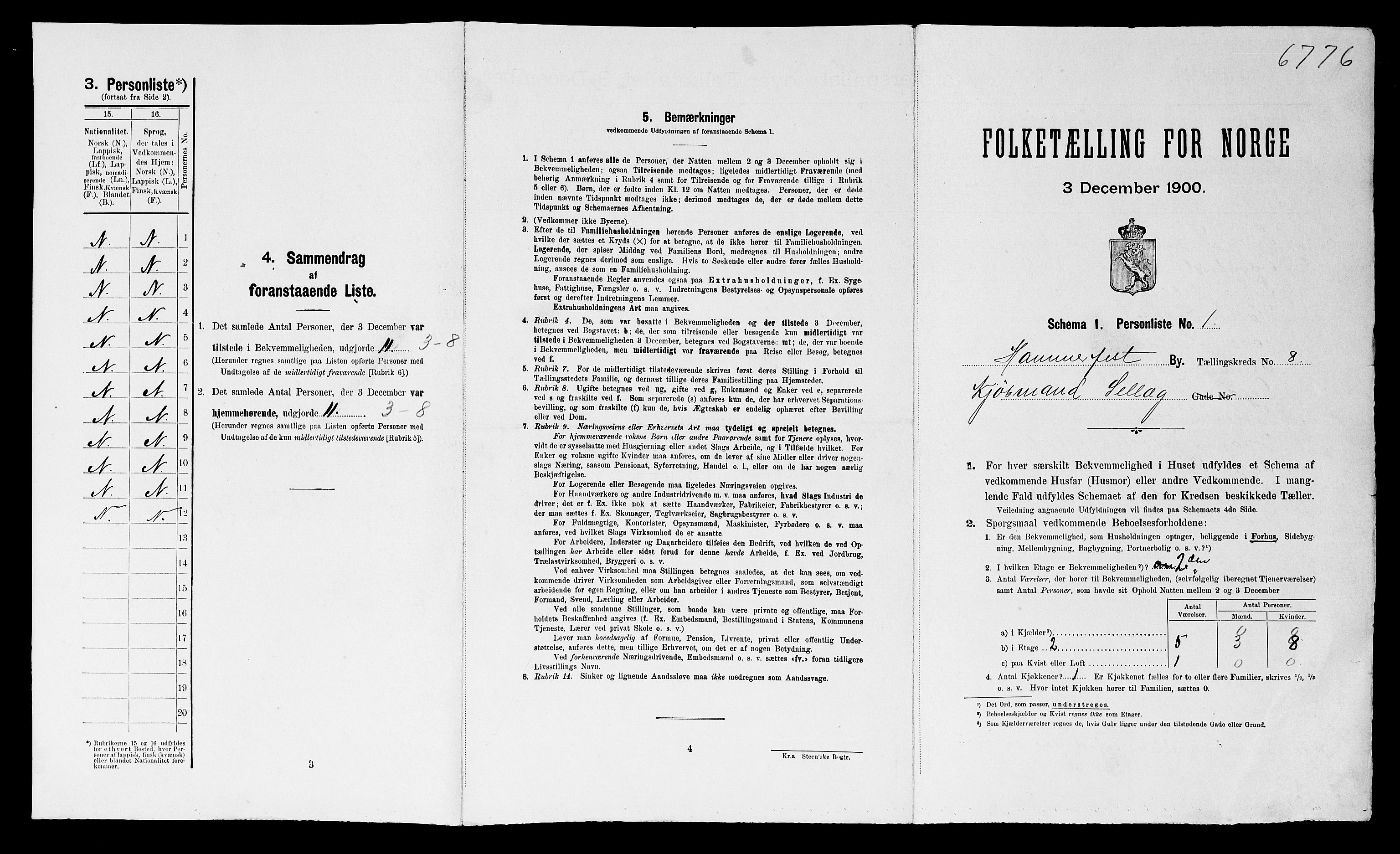 SATØ, 1900 census for Hammerfest, 1900, p. 677