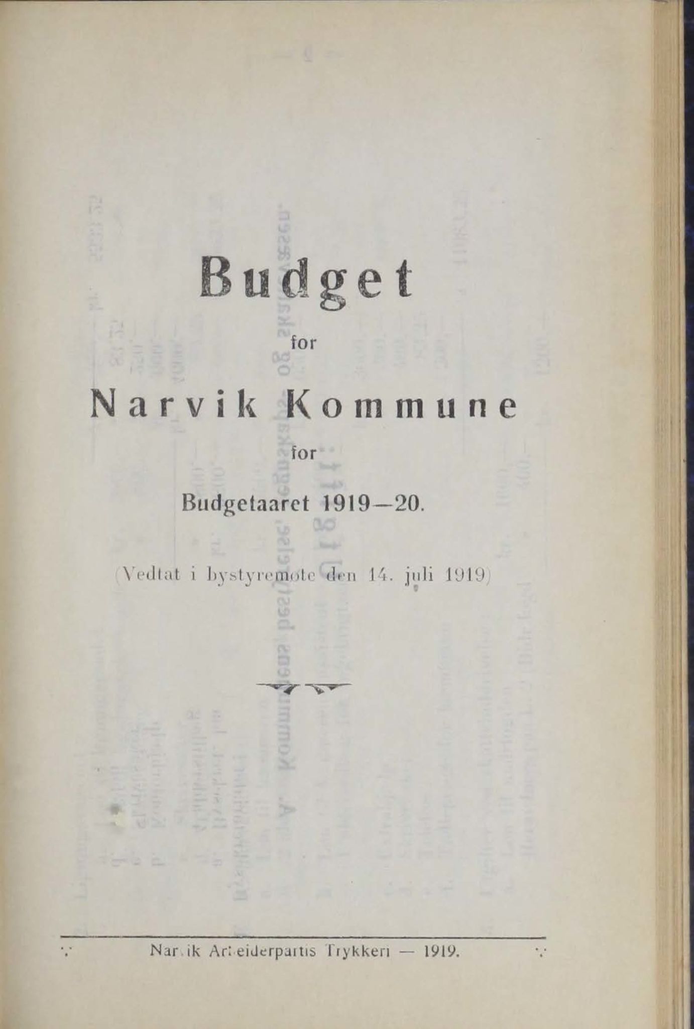 Narvik kommune. Formannskap , AIN/K-18050.150/A/Ab/L0009: Møtebok, 1919