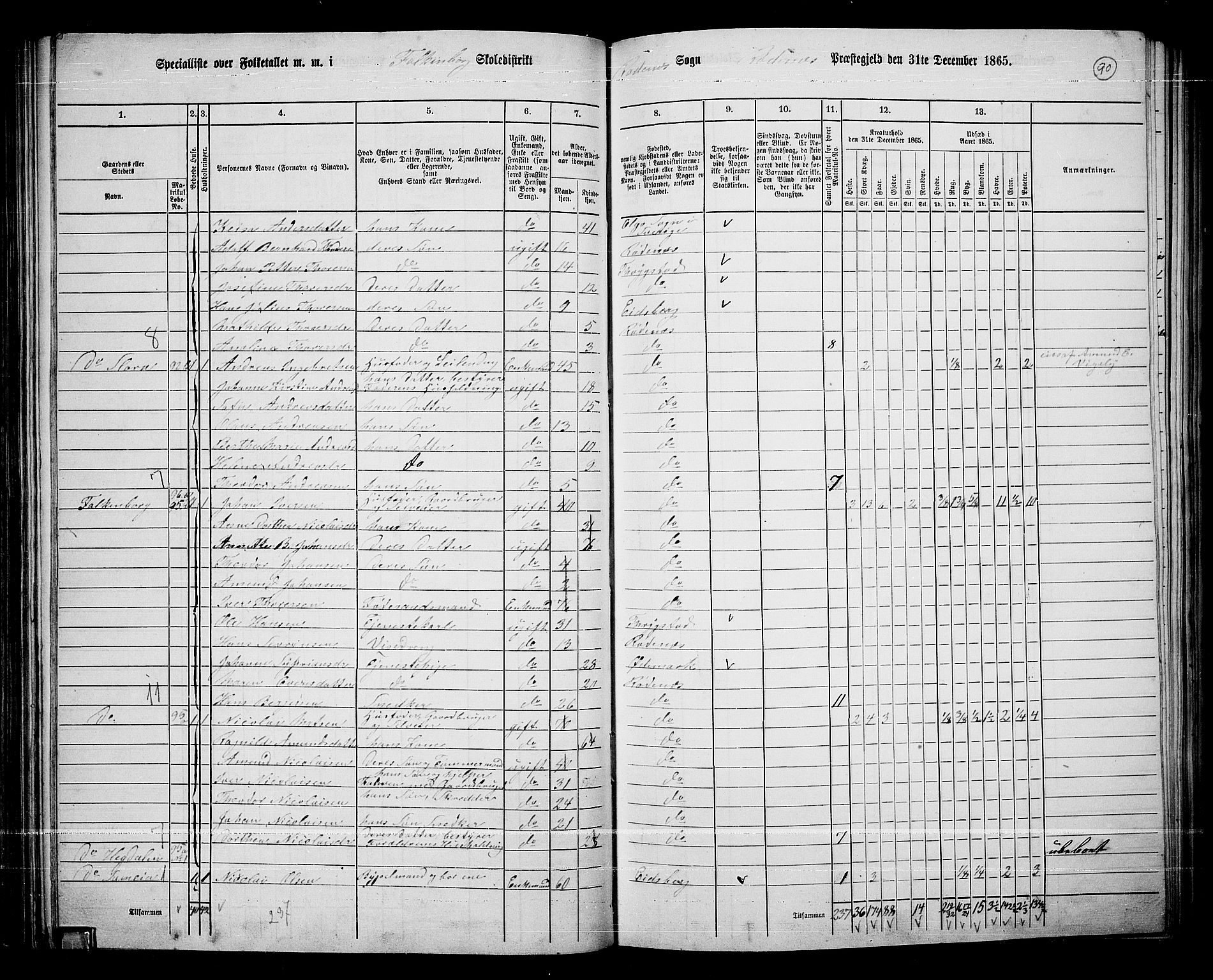 RA, 1865 census for Rødenes, 1865, p. 79