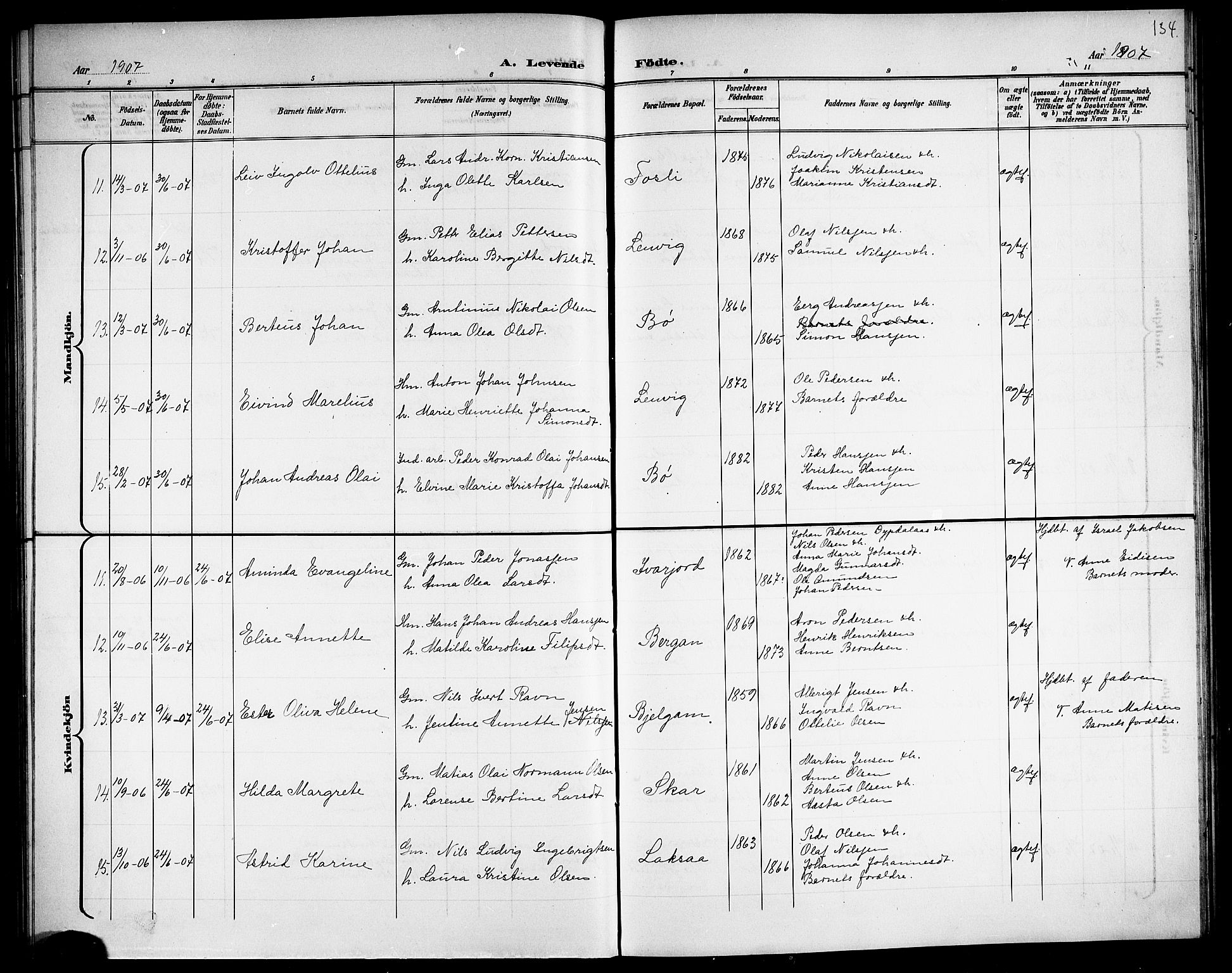 Ministerialprotokoller, klokkerbøker og fødselsregistre - Nordland, AV/SAT-A-1459/863/L0915: Parish register (copy) no. 863C05, 1898-1907, p. 134