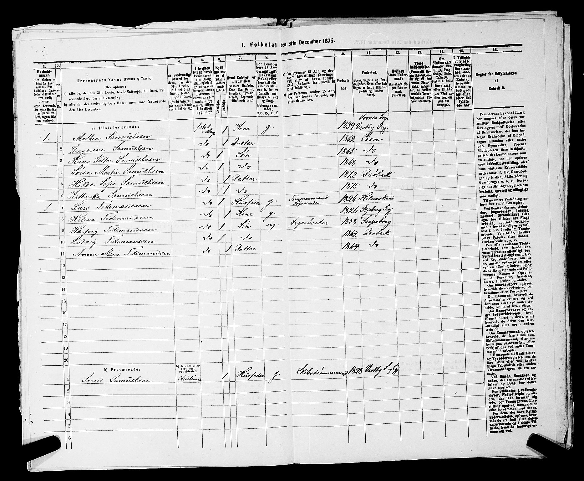 RA, 1875 census for 0203B Drøbak/Drøbak, 1875, p. 19