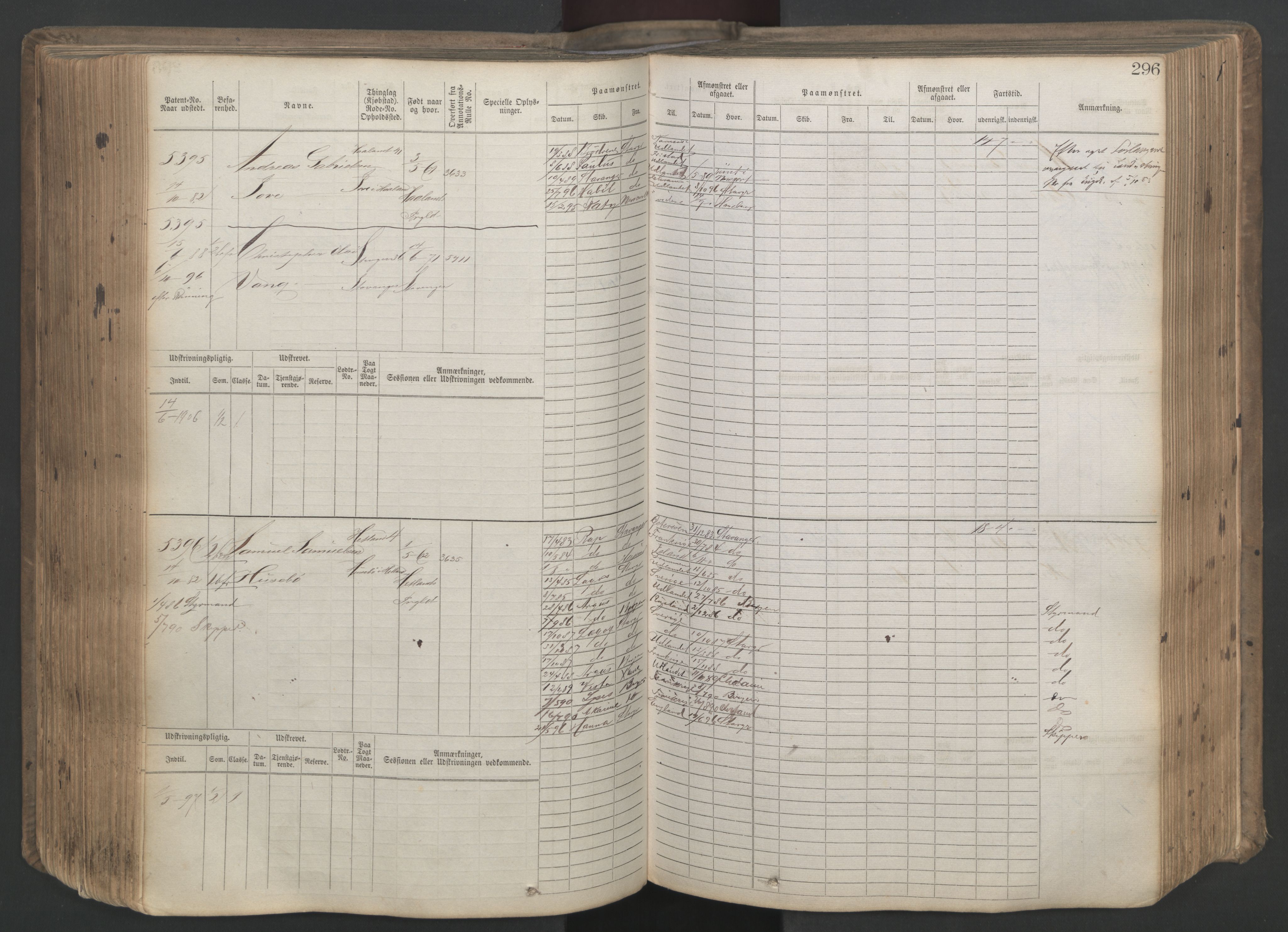 Stavanger sjømannskontor, SAST/A-102006/F/Fb/Fbb/L0020: Sjøfartshovedrulle patnentnr. 4803-6004 (dublett), 1879, p. 301