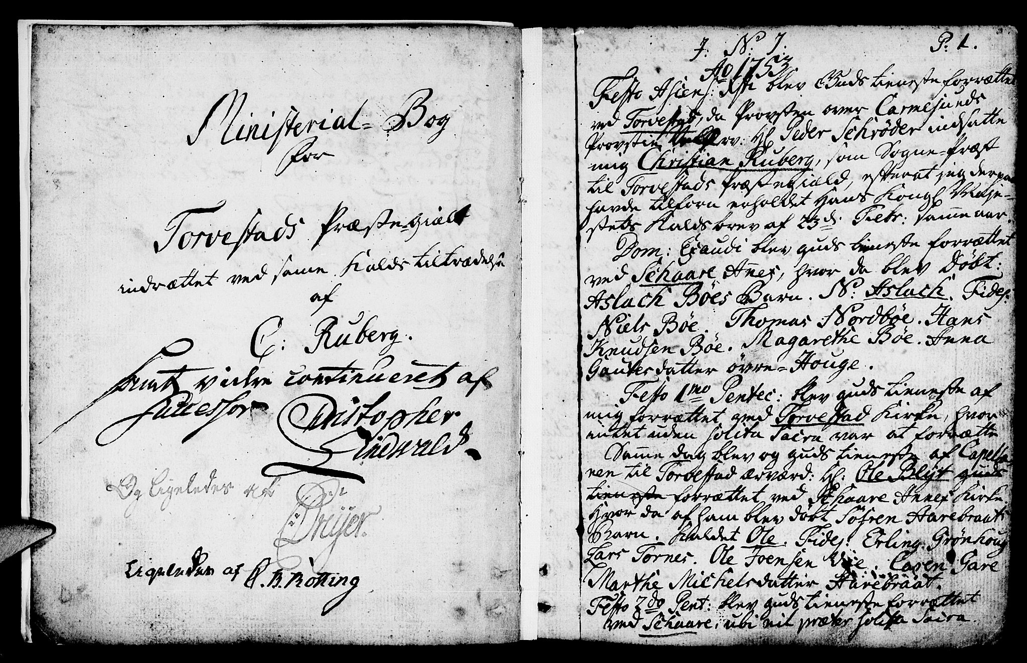 Torvastad sokneprestkontor, SAST/A -101857/H/Ha/Haa/L0001: Parish register (official) no. A 1, 1753-1800, p. 1