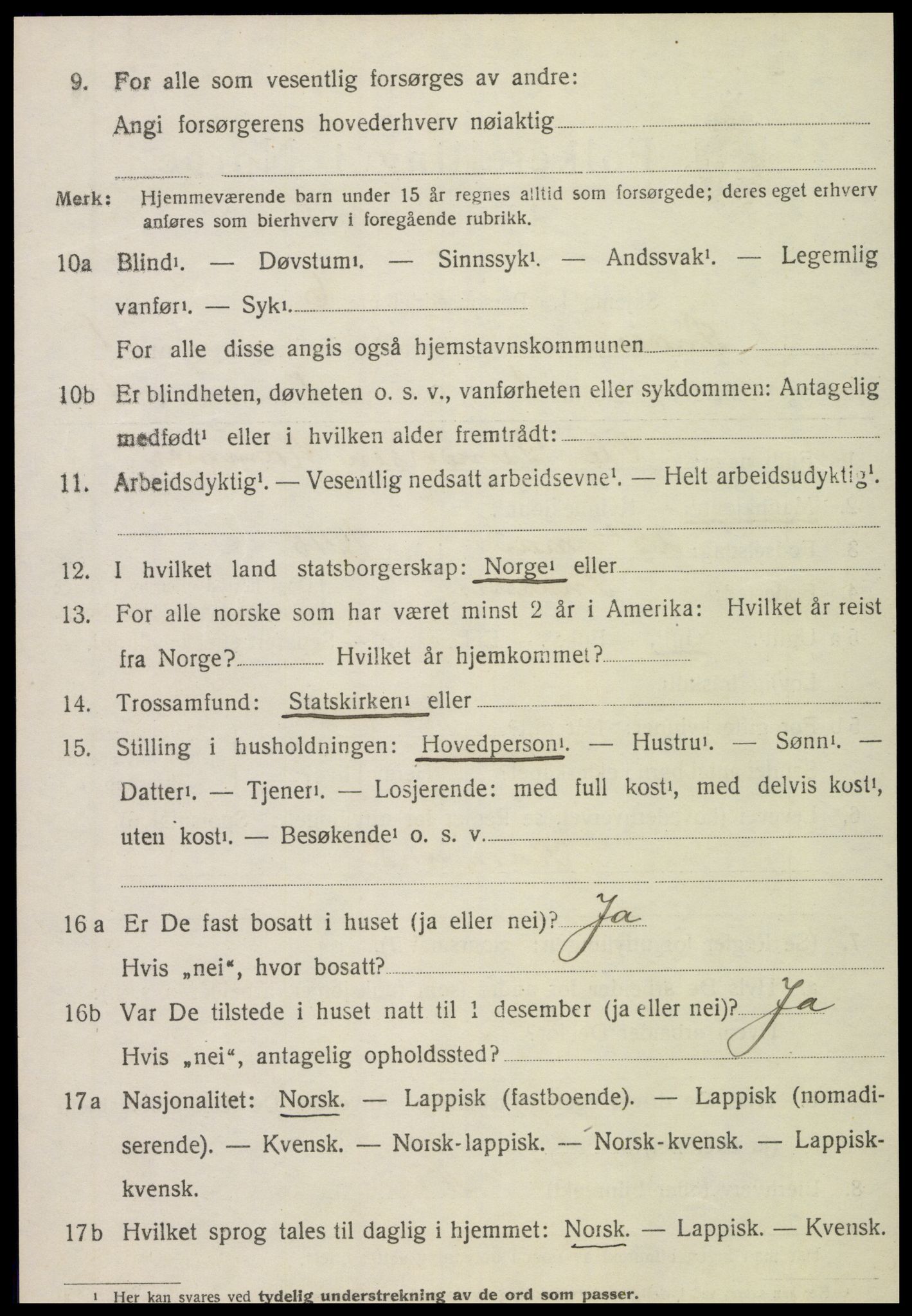 SAT, 1920 census for Snåsa, 1920, p. 1053