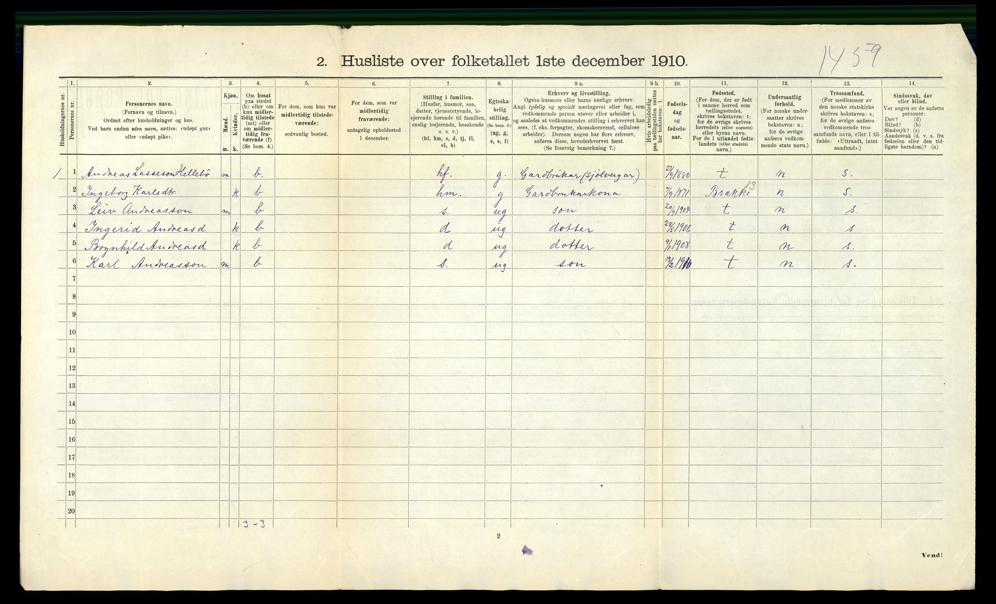 RA, 1910 census for Lavik, 1910, p. 40